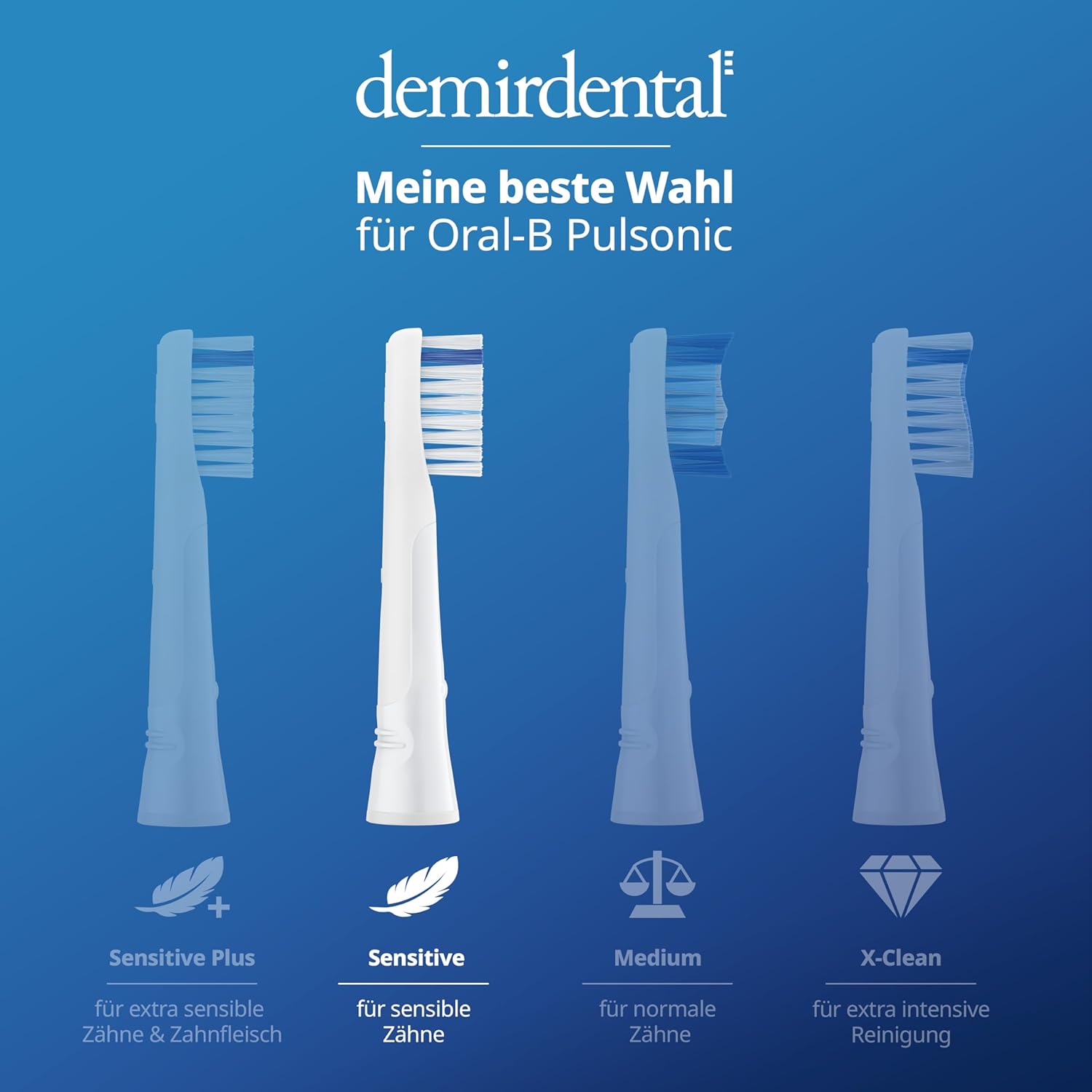 Sensitive Aufsteckbürsten für Oral-B Pulsonic & Oral B Pulsonic Slim | Luxe | Clean