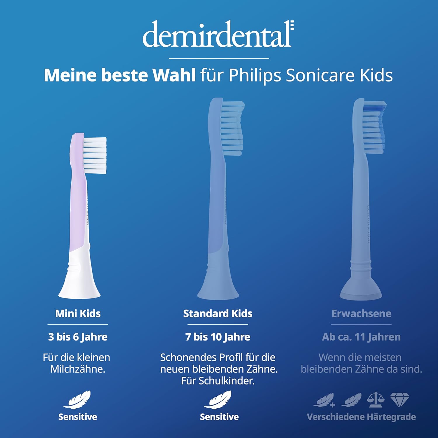 Testine di Ricambio per bambini per Philips Sonicare Kids | da 3 anni | Lilla | 3 pcs