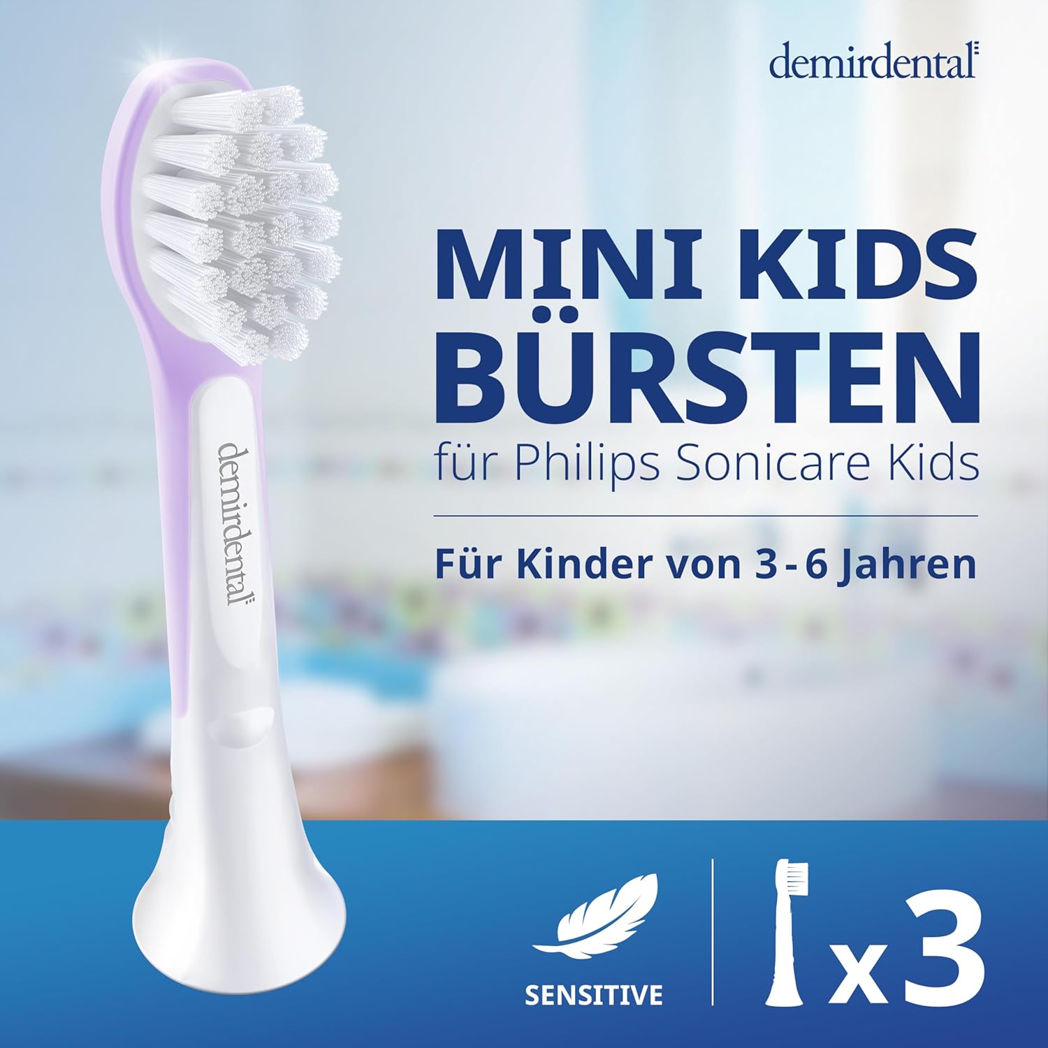 Testine di Ricambio per bambini per Philips Sonicare Kids | da 3 anni | Lilla | 3 pcs