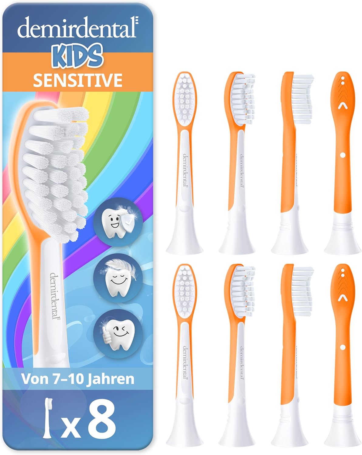 Kinder Aufsteckbürsten für Philips Sonicare Kids | ab 7 Jahren | Orange