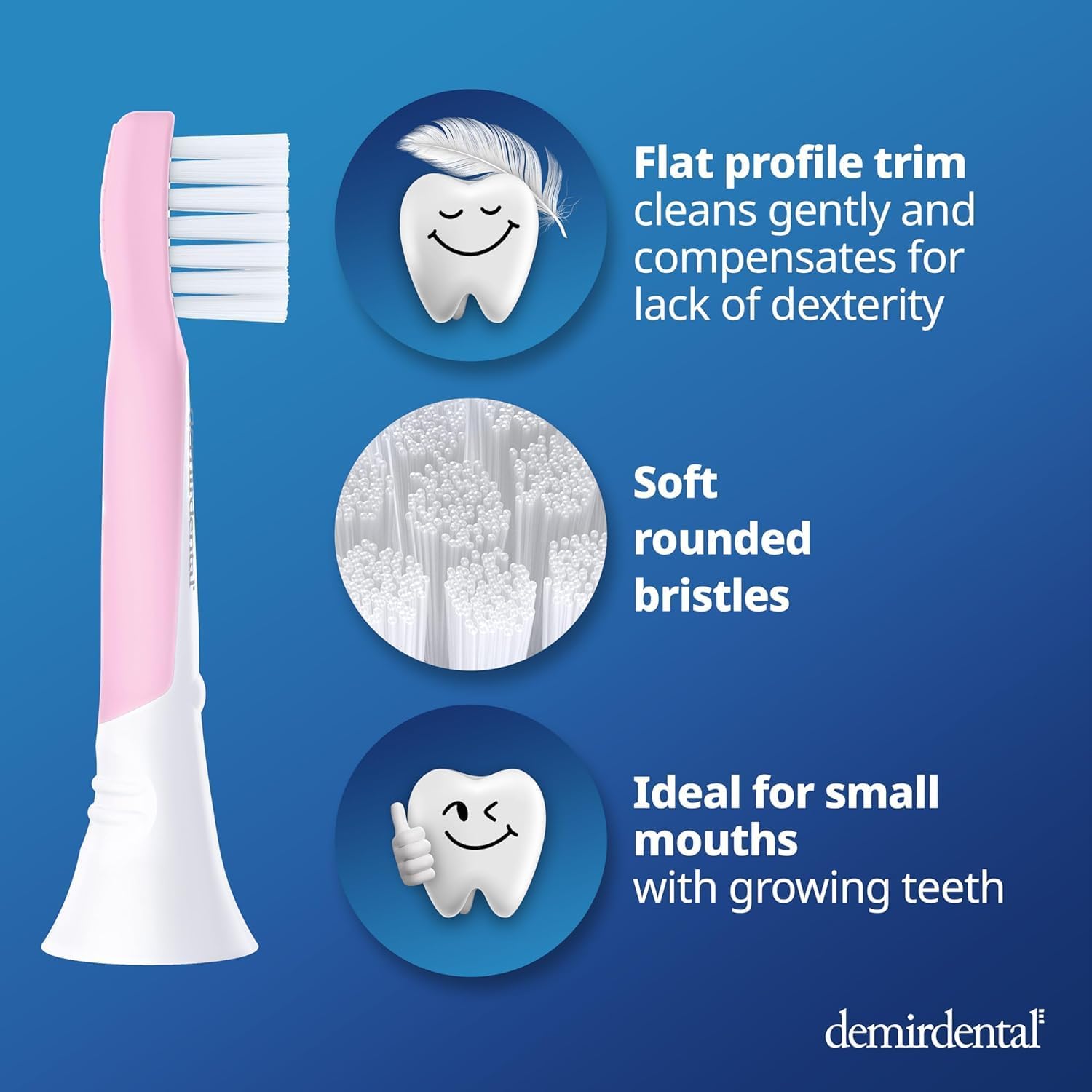 Kinder Aufsteckbürsten für Philips Sonicare Kids | ab 3 Jahren | Rosa