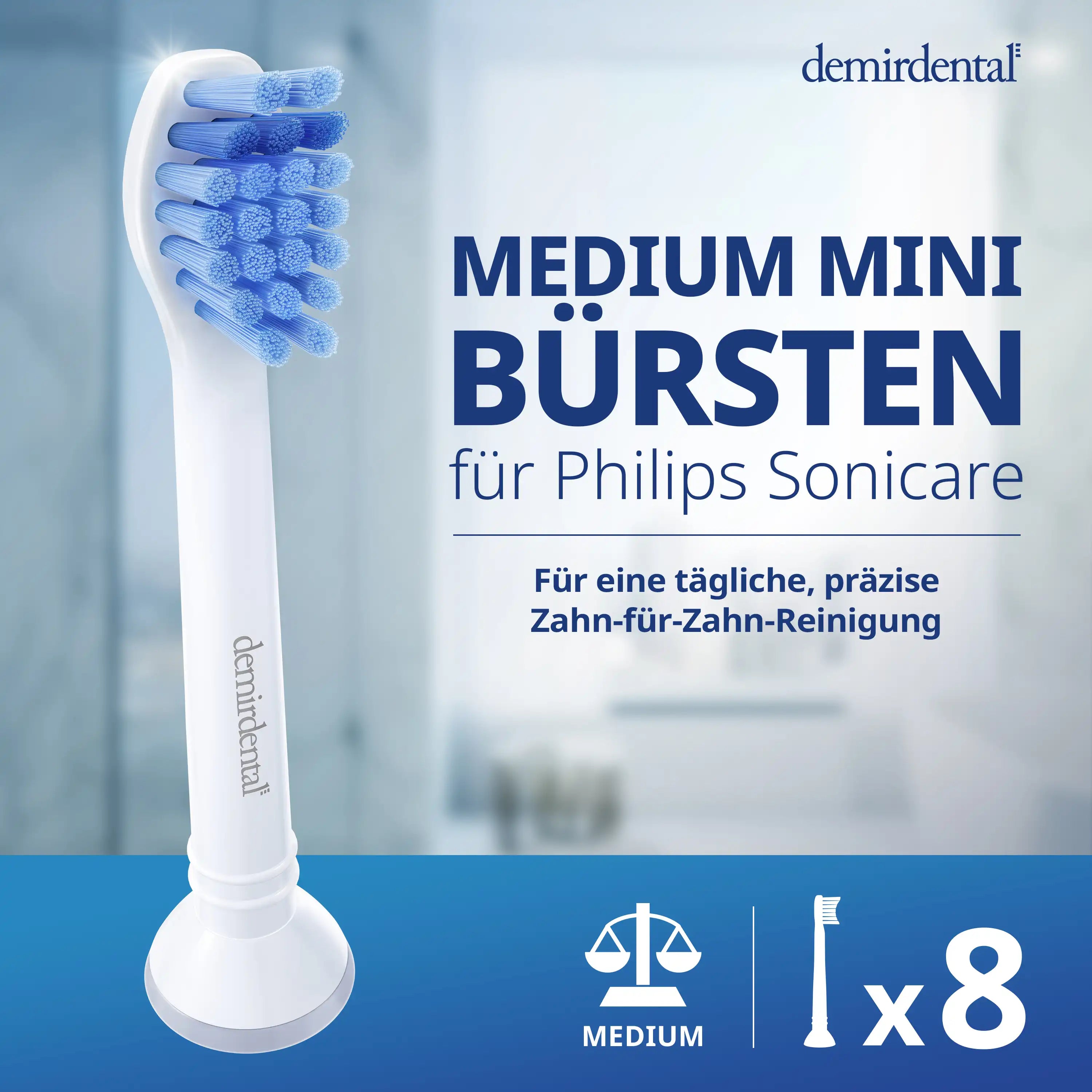 Mini Medium Aufsteckbürsten für Philips Sonicare Proresults | Weiß