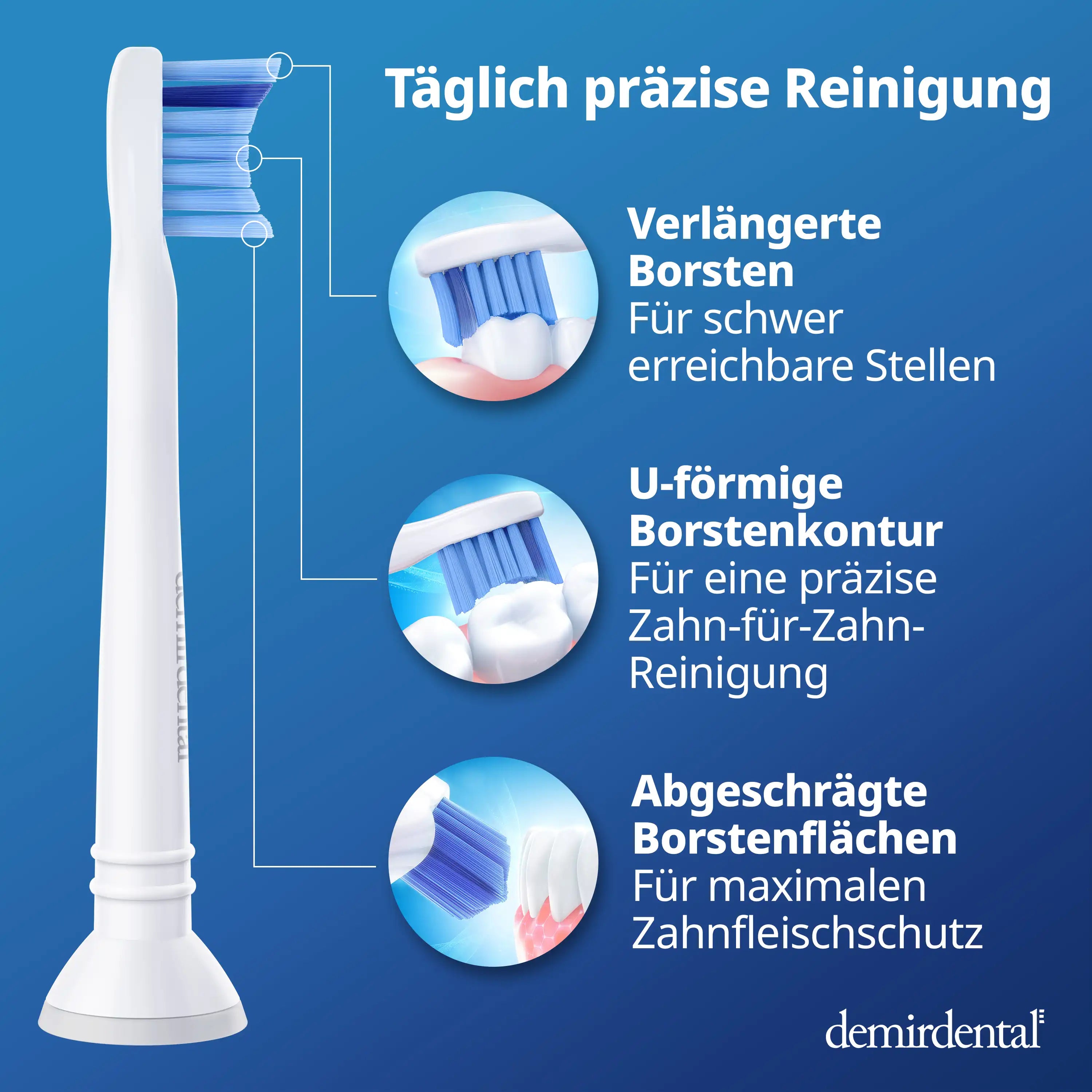 Mini Medium Aufsteckbürsten für Philips Sonicare Proresults | Weiß
