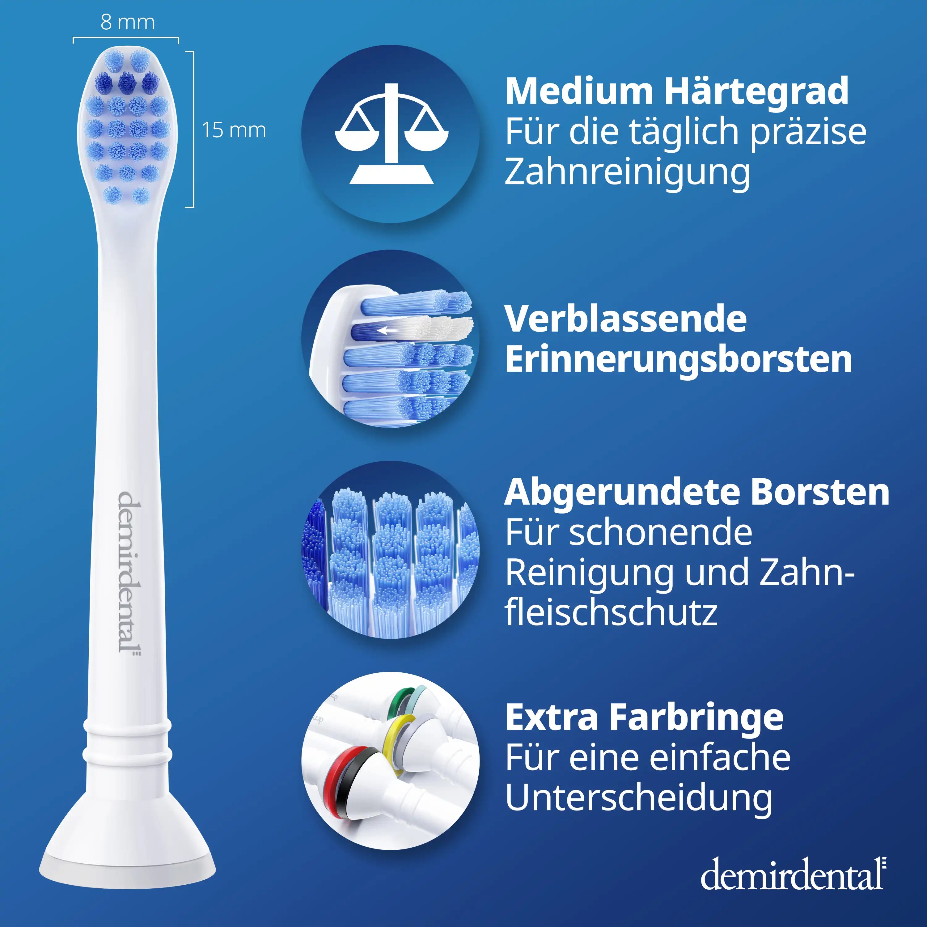 Mini Medium Aufsteckbürsten für Philips Sonicare Proresults | Weiß