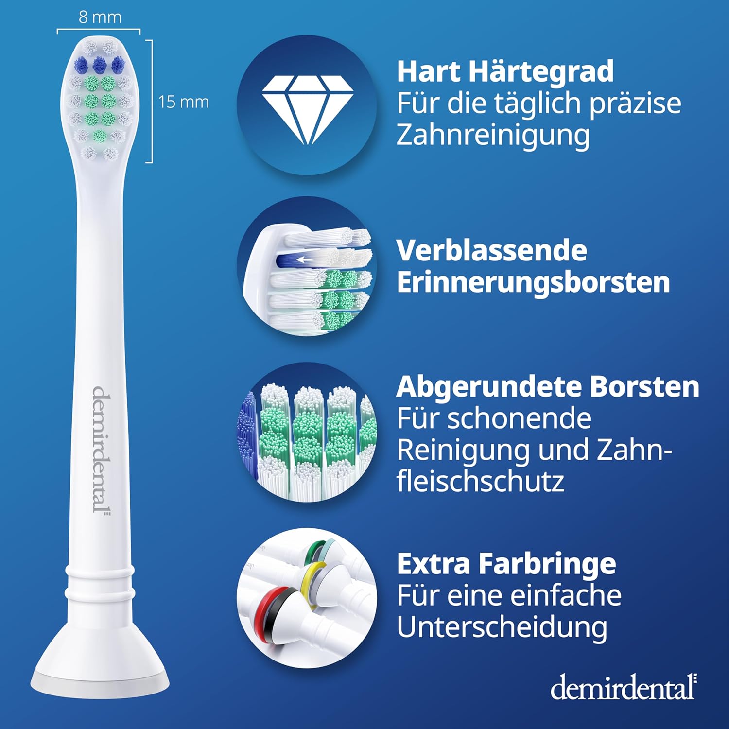 Harte Mini Aufsteckbürsten für Philips Sonicare | Weiß