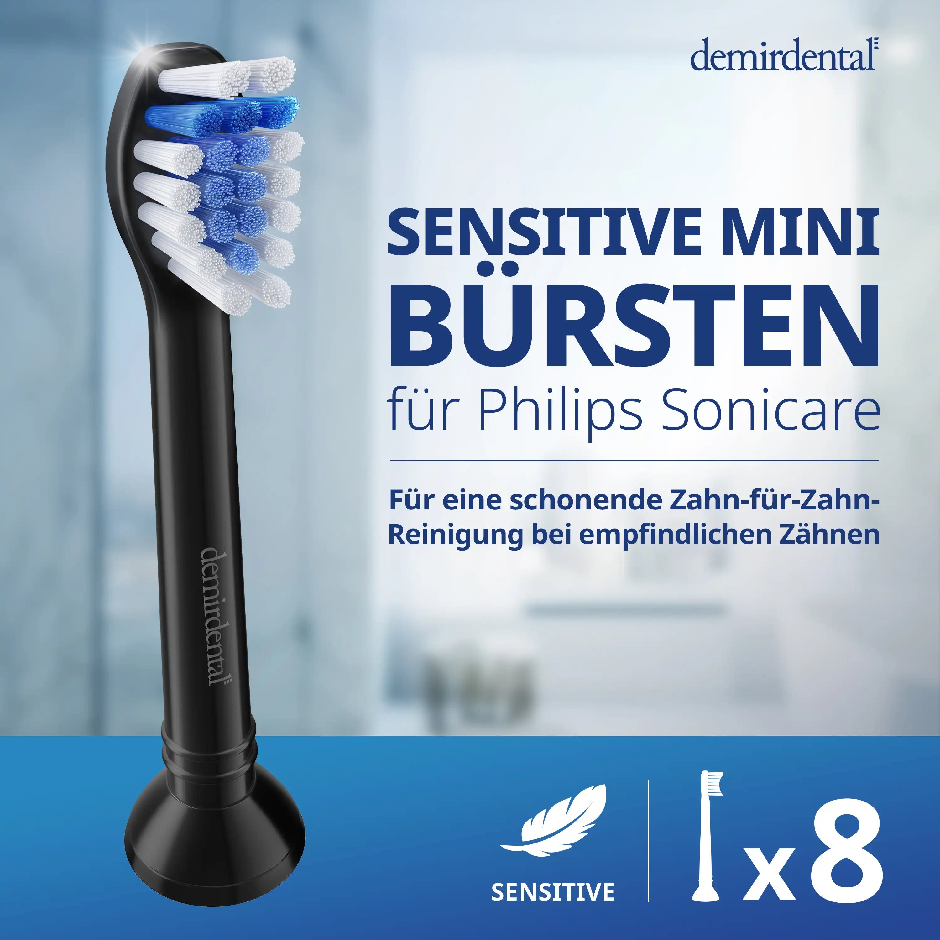 Mini Sensitive Aufsteckbürsten für Philips Sonicare | Schwarz