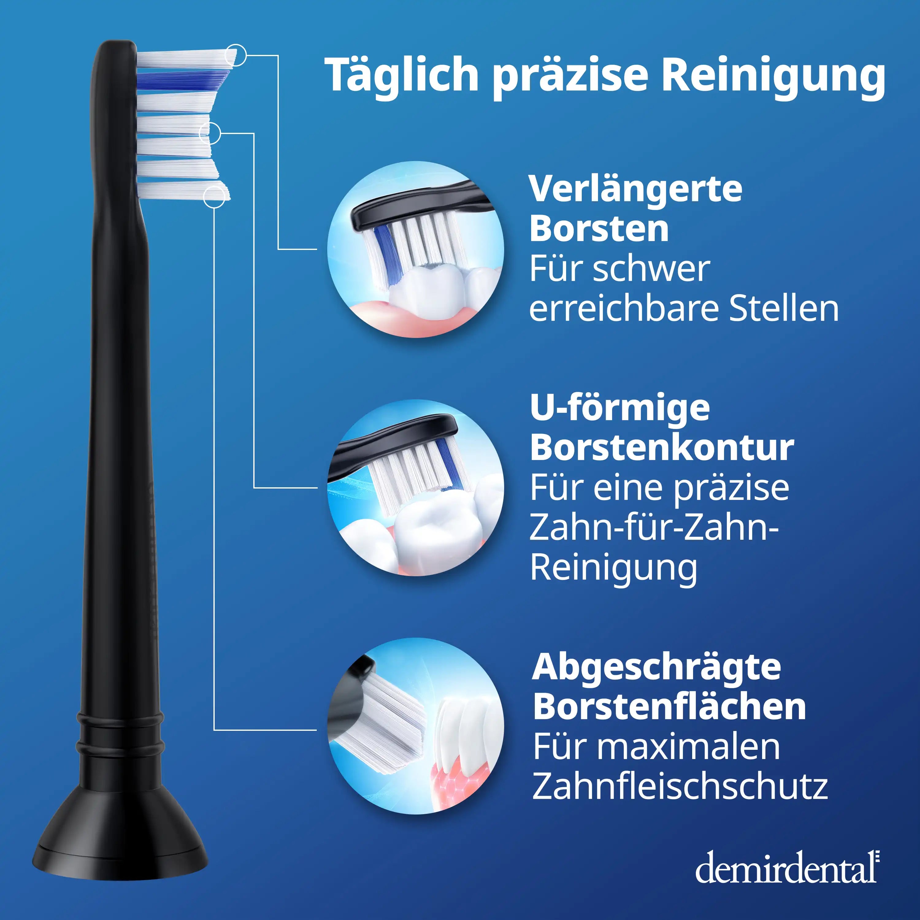 Mini Sensitive Aufsteckbürsten für Philips Sonicare | Schwarz
