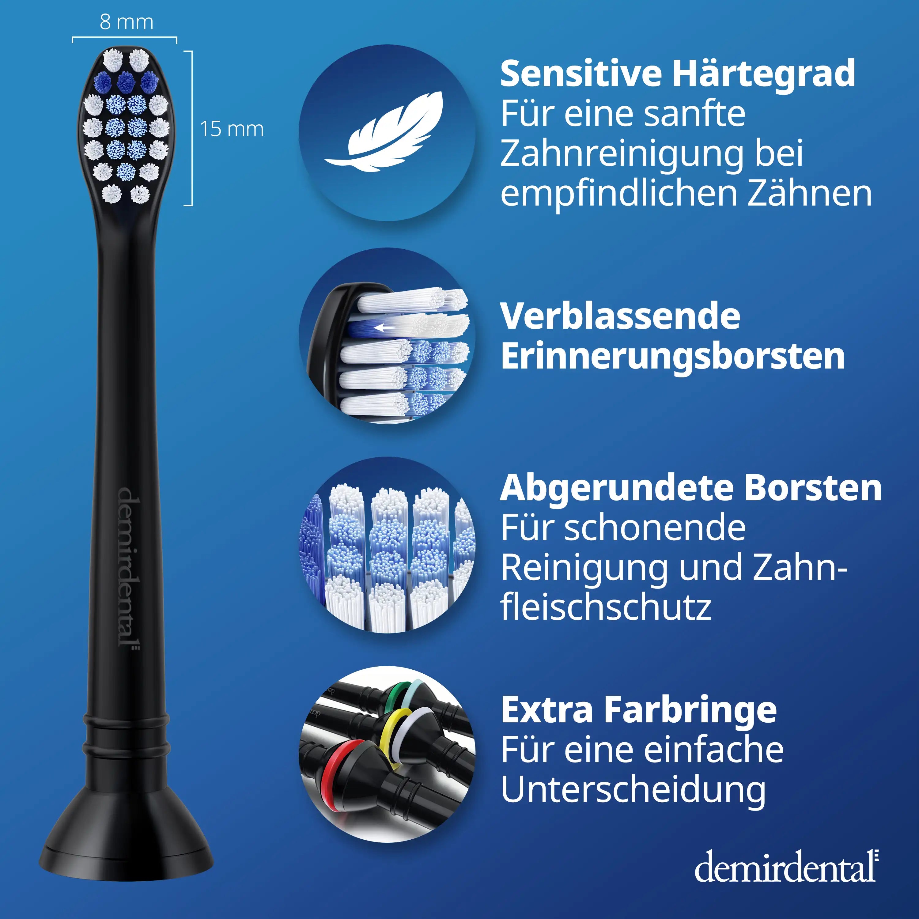 Mini Sensitive Aufsteckbürsten für Philips Sonicare | Schwarz