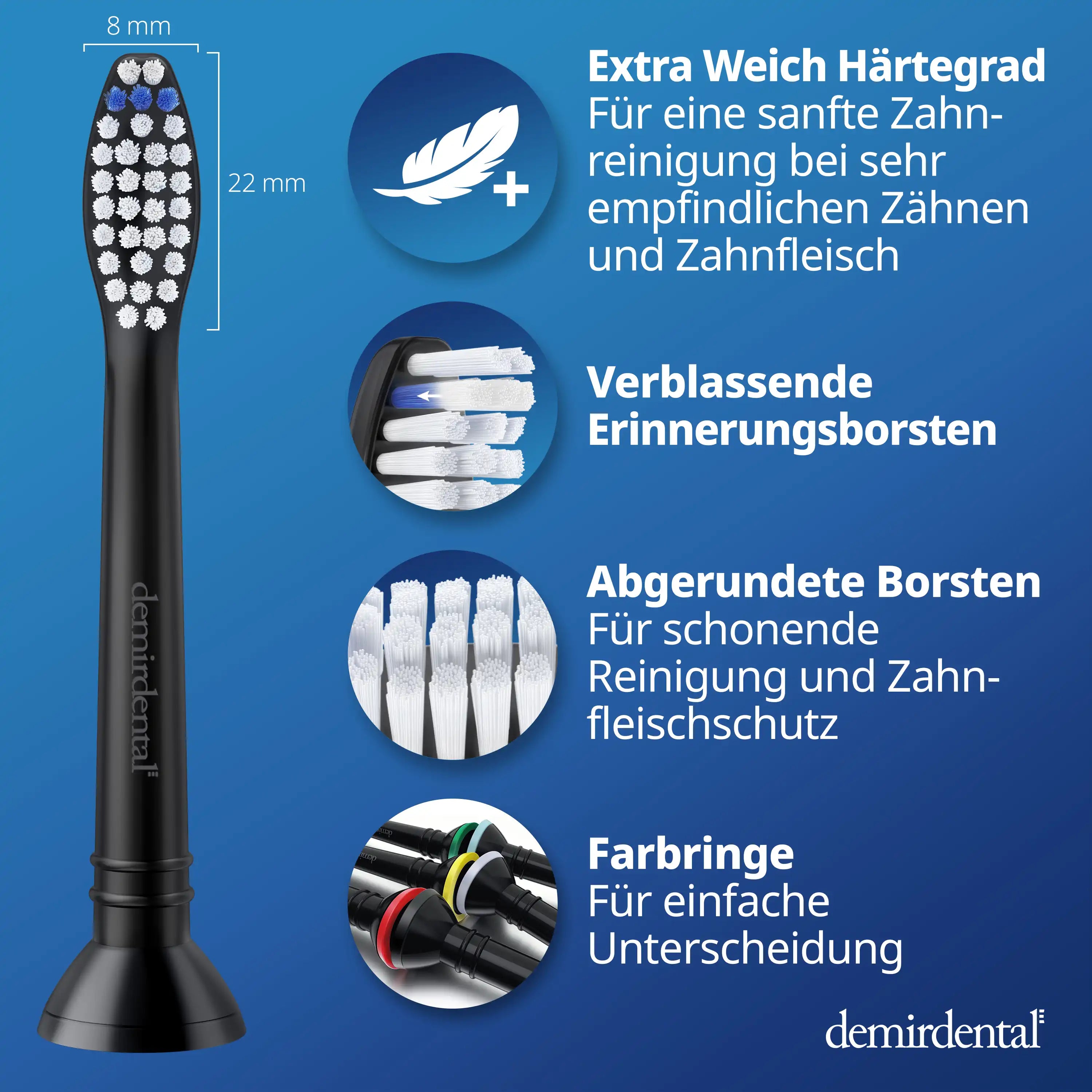 Extra Soft Aufsteckbürsten für Philips Sonicare | Schwarz