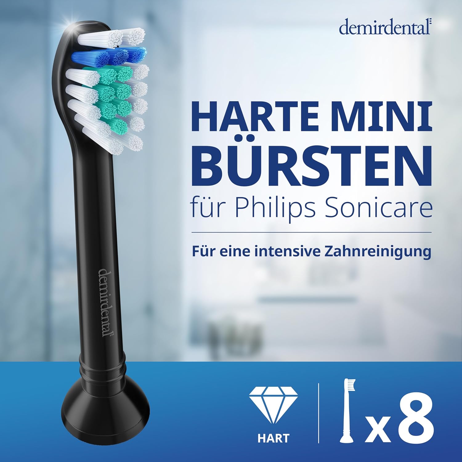 Harte Mini Aufsteckbürsten für Philips Sonicare | Schwarz