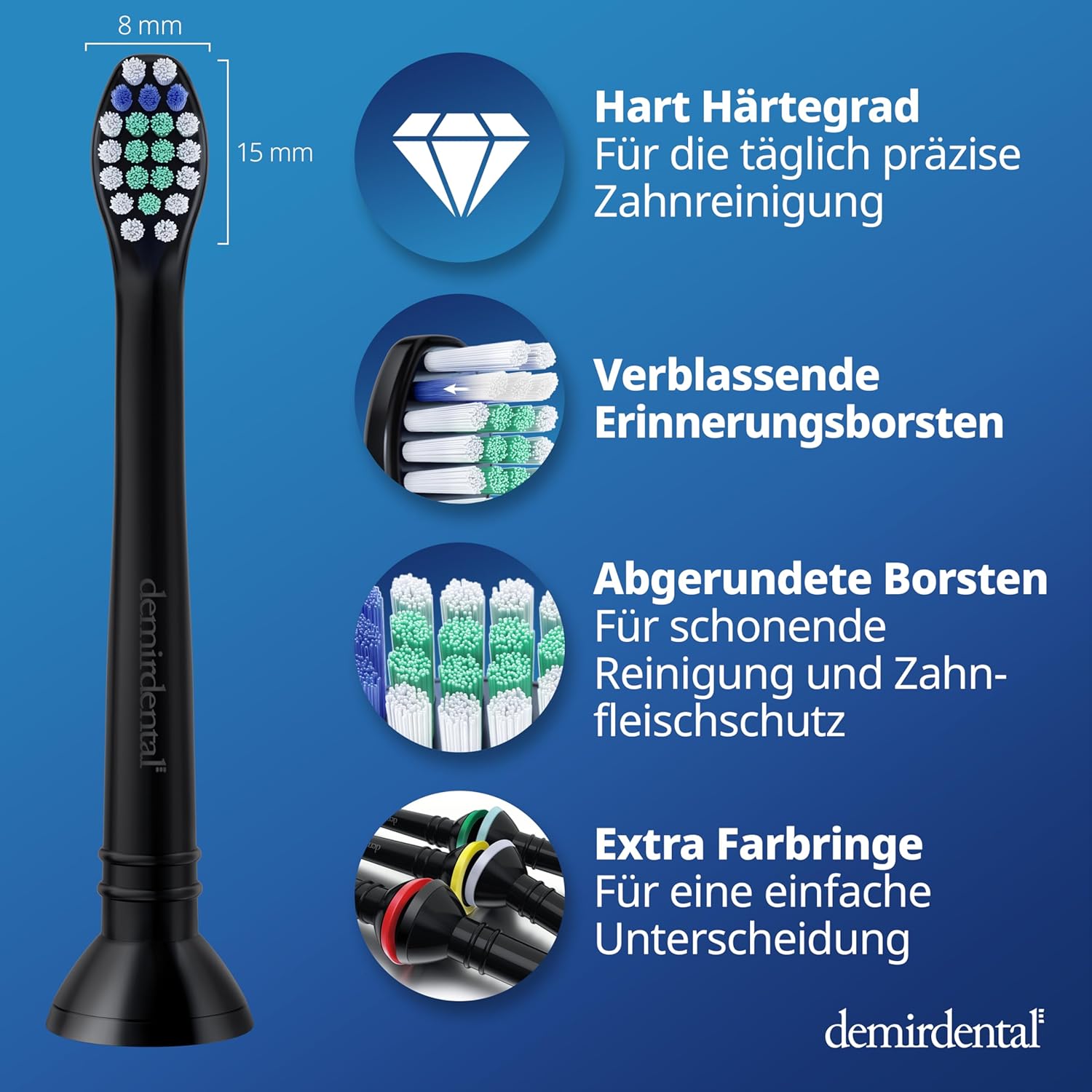 Harte Mini Aufsteckbürsten für Philips Sonicare | Schwarz
