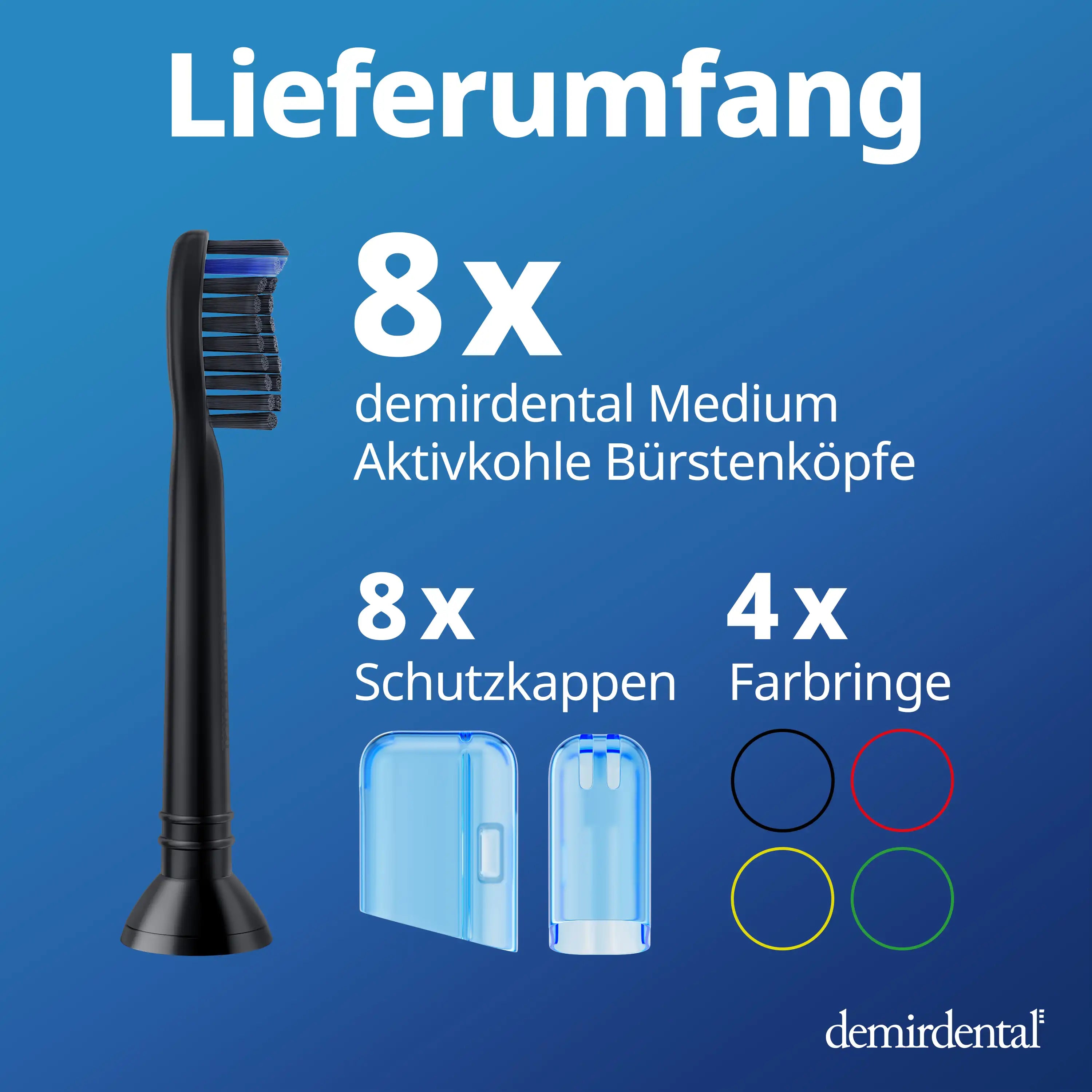 Medium Aufsteckbürsten mit Aktivkohle für Philips Sonicare | Schwarz