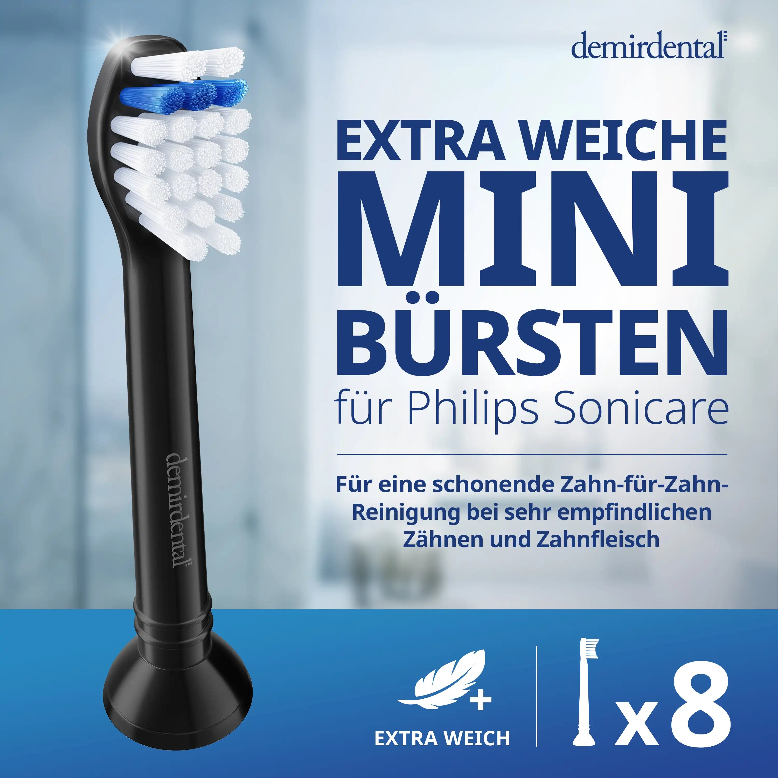 Mini Extra Soft Aufsteckbürsten für Philips Sonicare | Schwarz