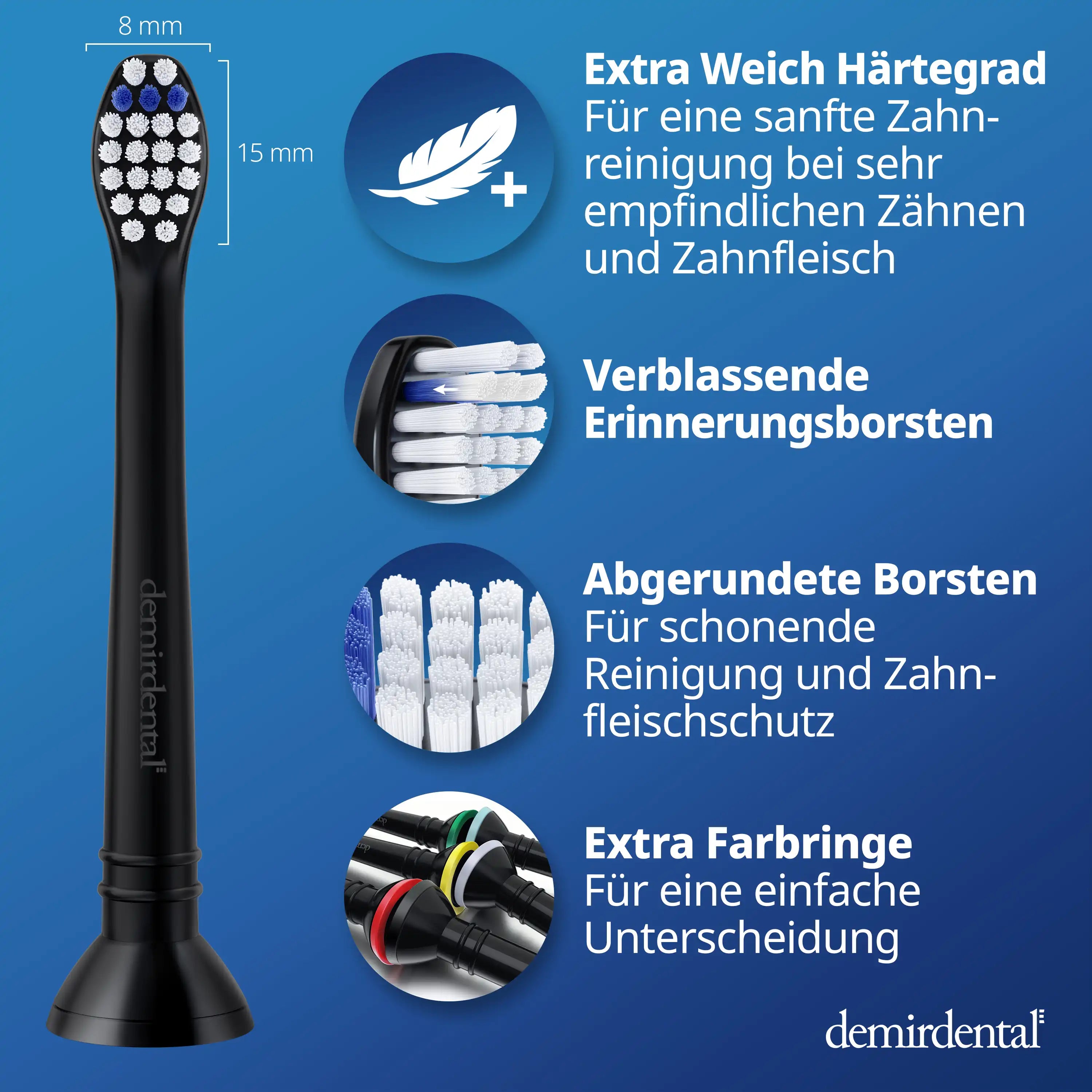 Mini Extra Soft Aufsteckbürsten für Philips Sonicare | Schwarz