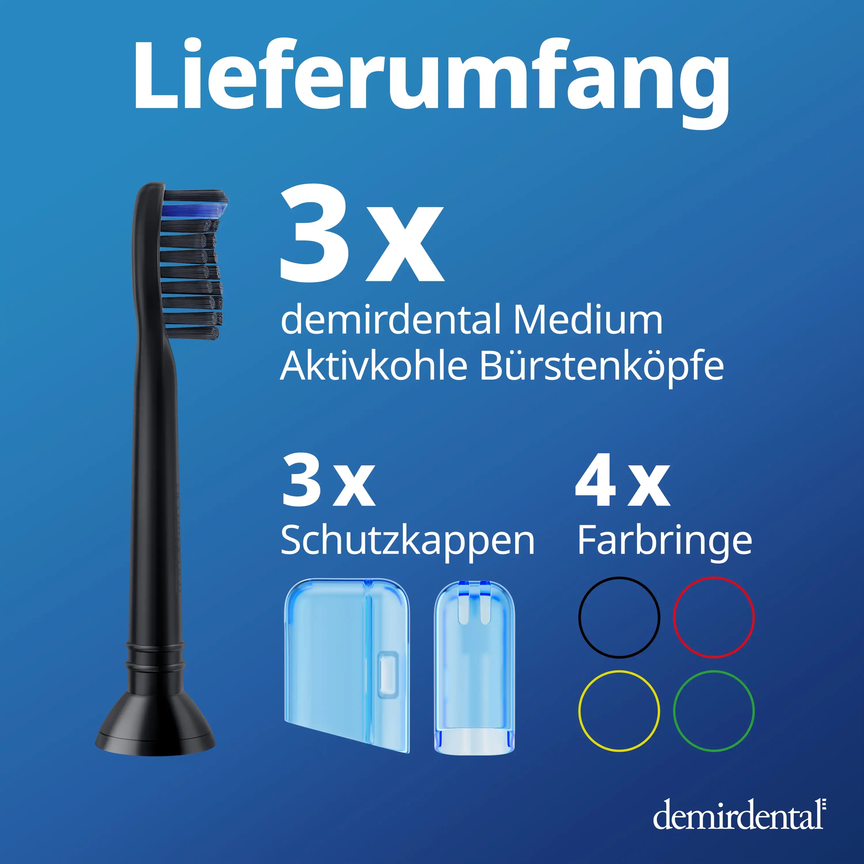 Medium Aufsteckbürsten mit Aktivkohle für Philips Sonicare | Schwarz