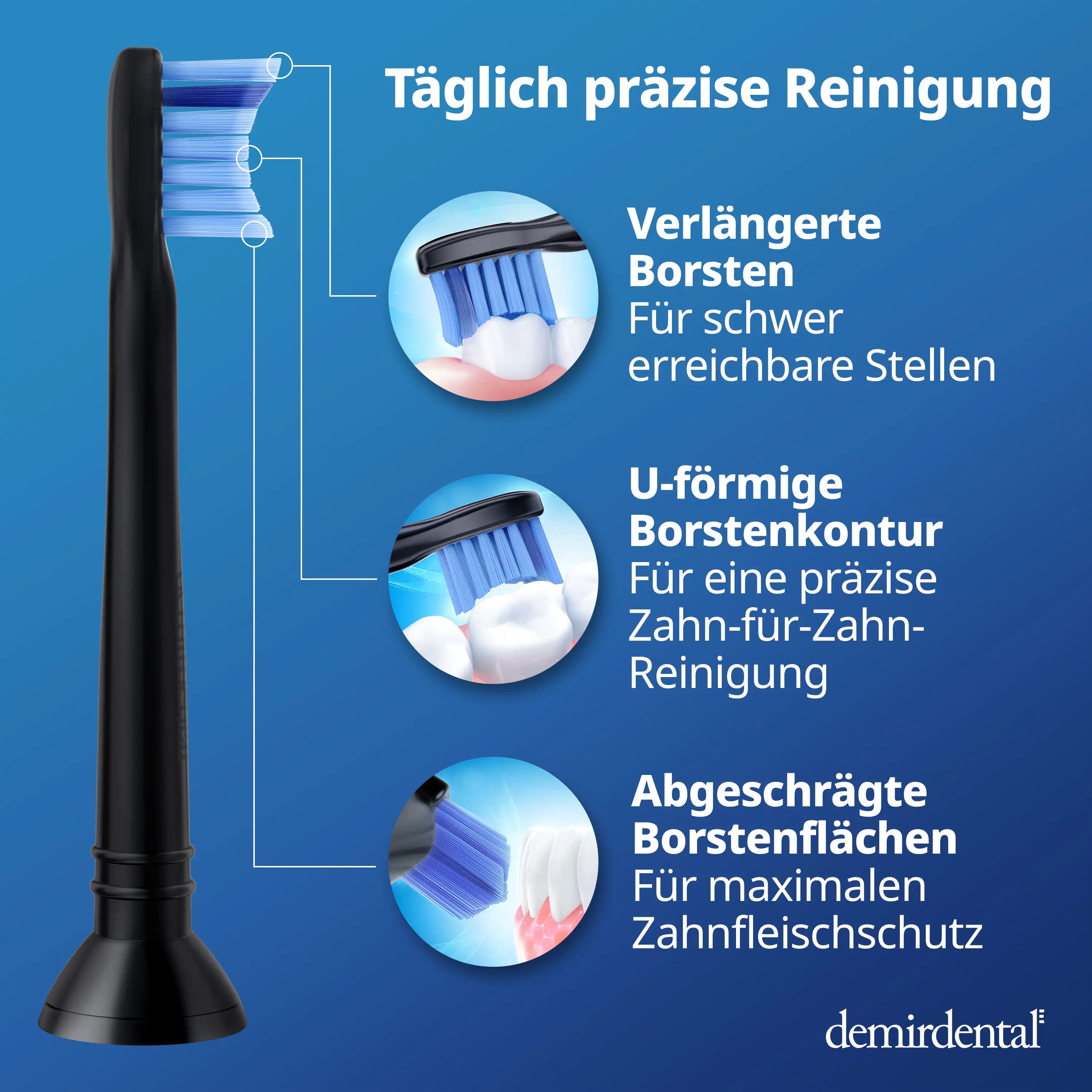 Mini Medium Aufsteckbürsten für Philips Sonicare Proresults | Schwarz