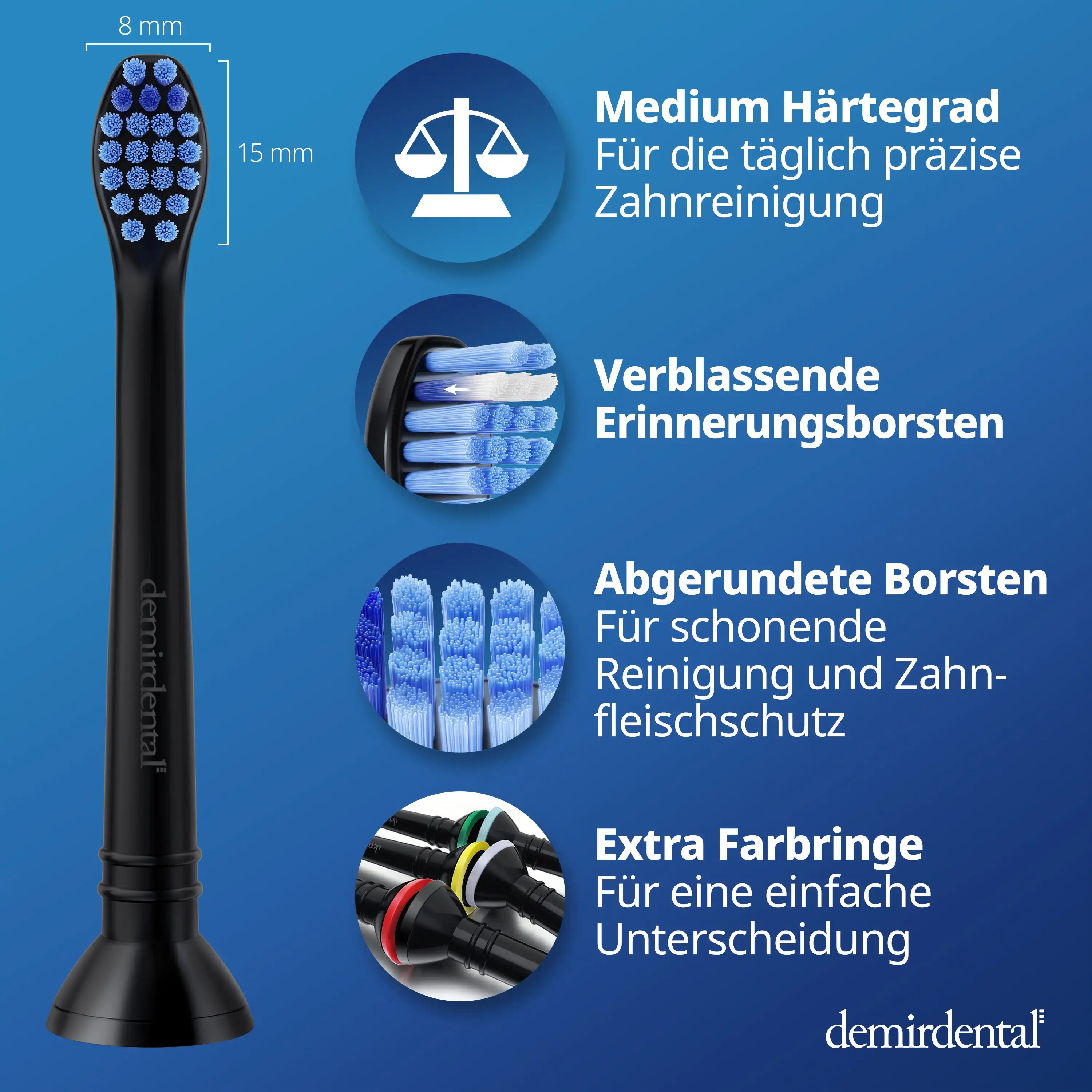 Mini Medium Aufsteckbürsten für Philips Sonicare Proresults | Schwarz