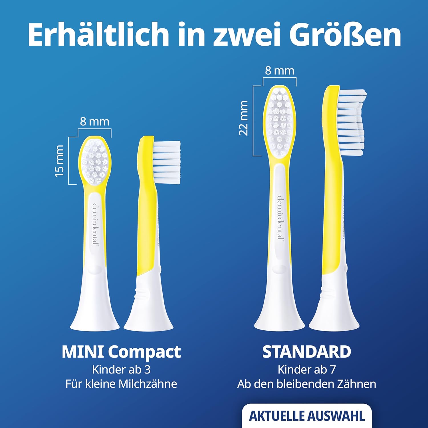 Kinder Aufsteckbürsten für Philips Sonicare Kids | ab 7 Jahren | Gelb
