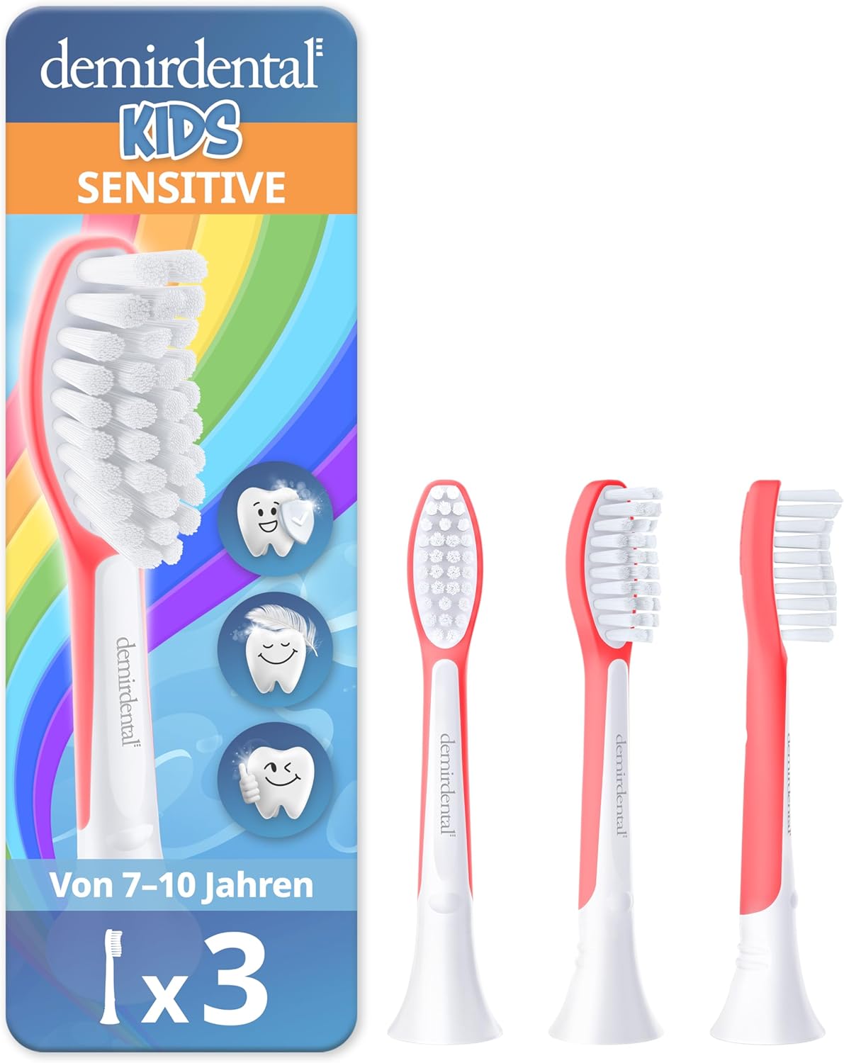 Kinder Aufsteckbürsten für Philips Sonicare Kids | ab 7 Jahren | Rot