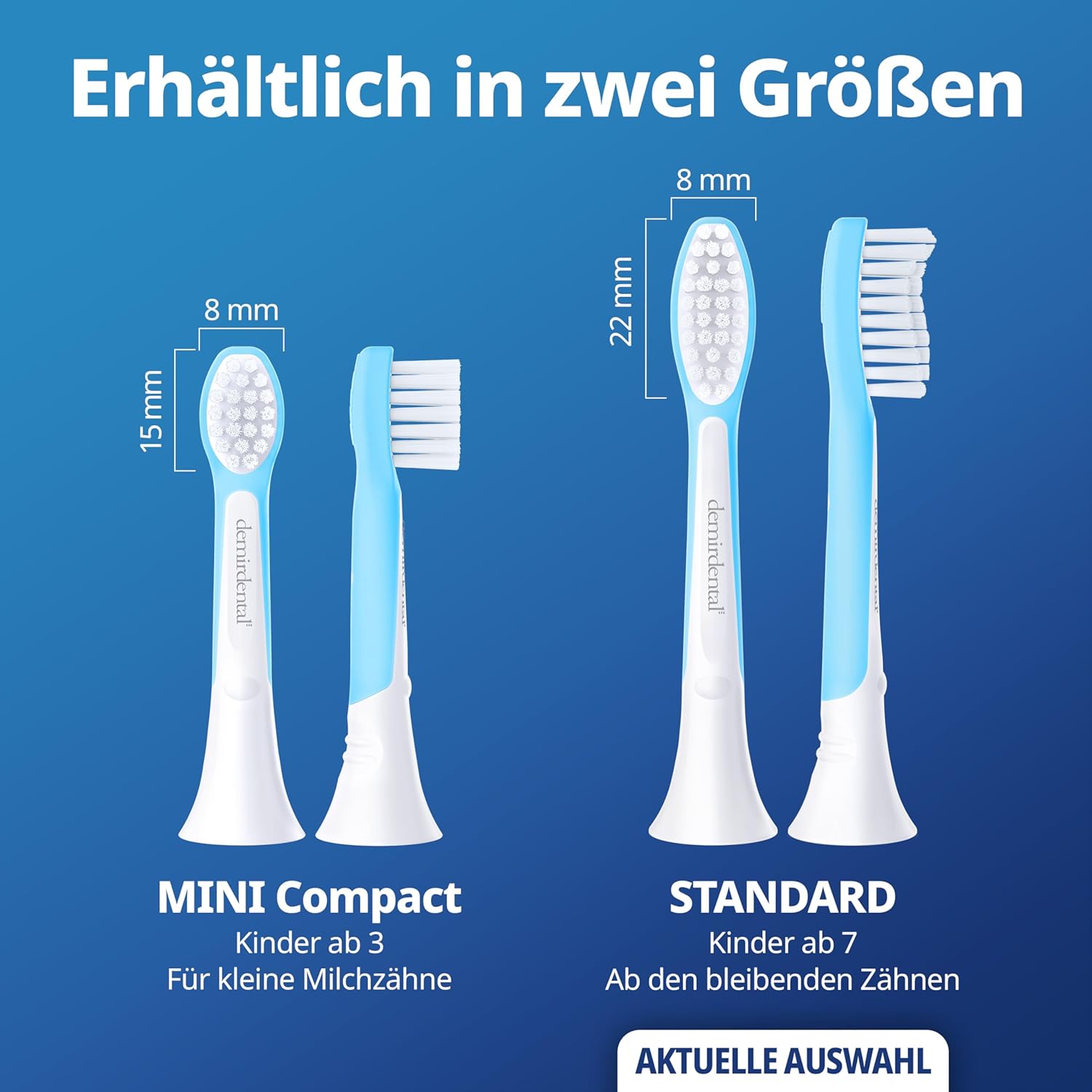 Kinder Aufsteckbürsten für Philips Sonicare Kids | ab 7 Jahren | Hellblau