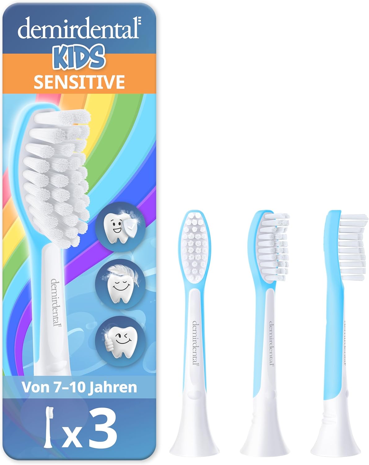Kinder Aufsteckbürsten für Philips Sonicare Kids | ab 7 Jahren | Hellblau