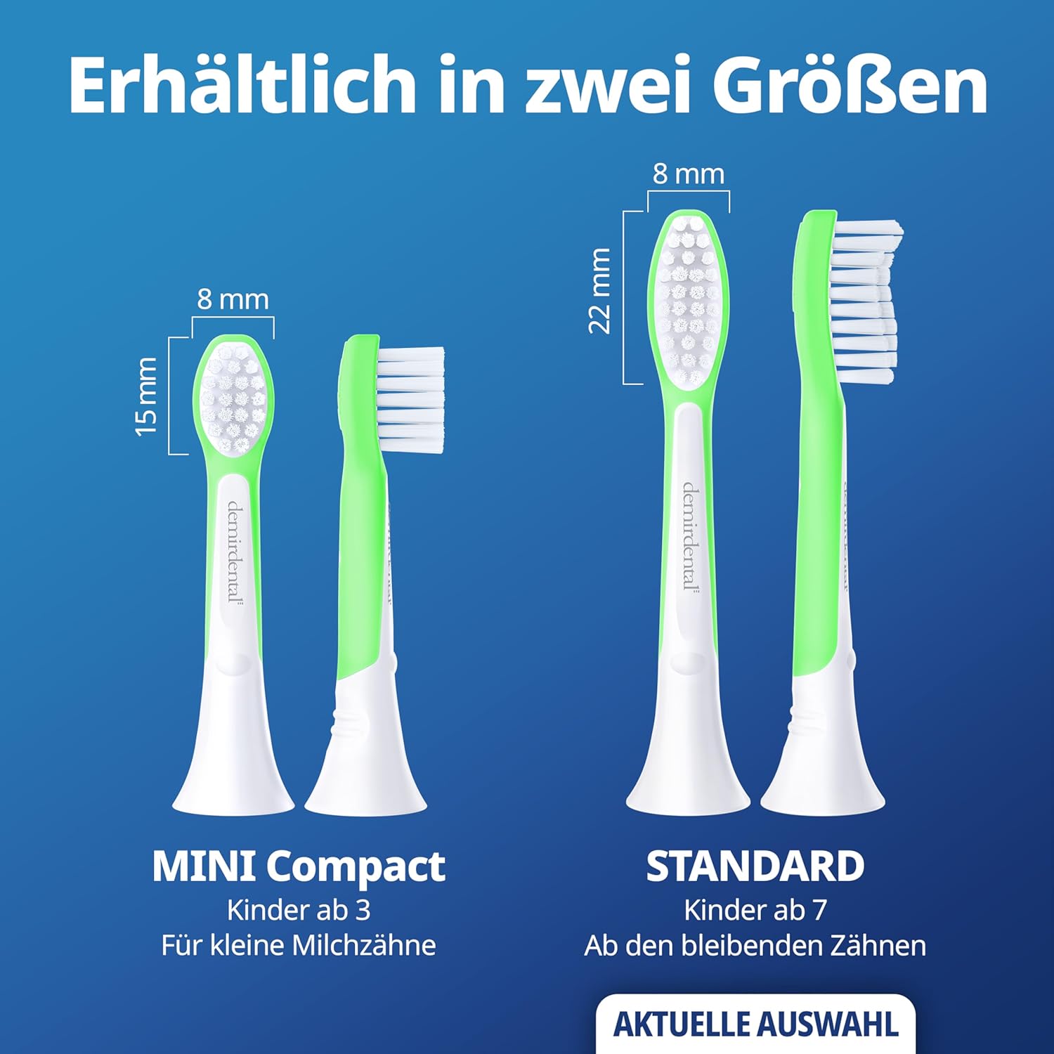 Kinder Aufsteckbürsten für Philips Sonicare Kids | ab 7 Jahren | Grün