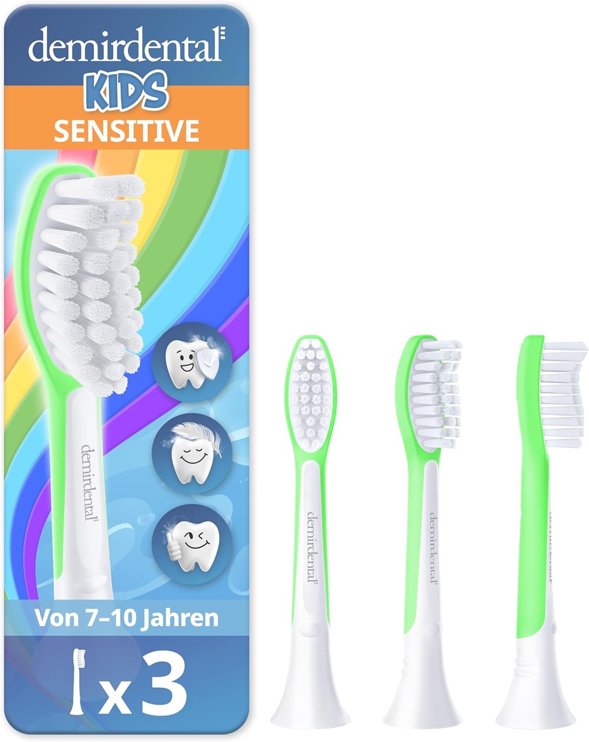 Kinder Aufsteckbürsten für Philips Sonicare Kids | ab 7 Jahren | Grün