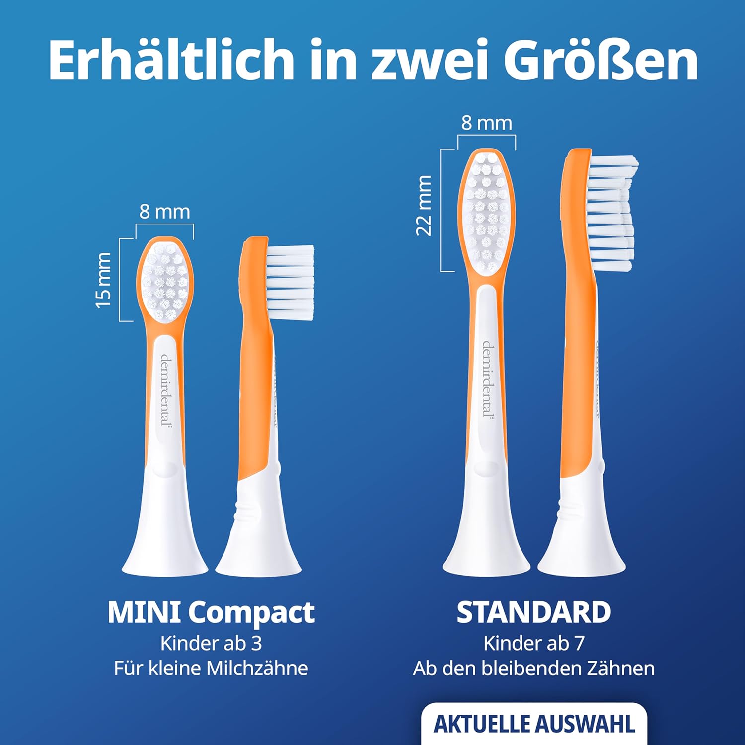 Kinder Aufsteckbürsten für Philips Sonicare Kids | ab 7 Jahren | Orange