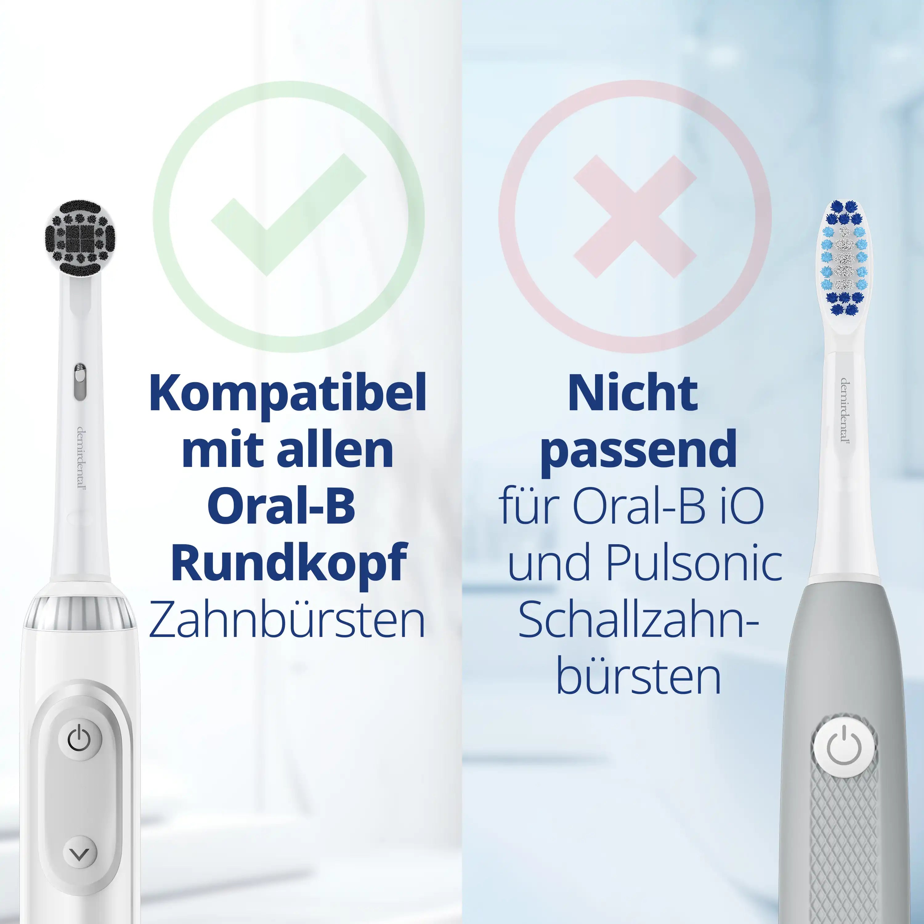 Medium Aktivkohle Aufsteckbürsten für Oral B Rundköpfe rotierend | Weiß
