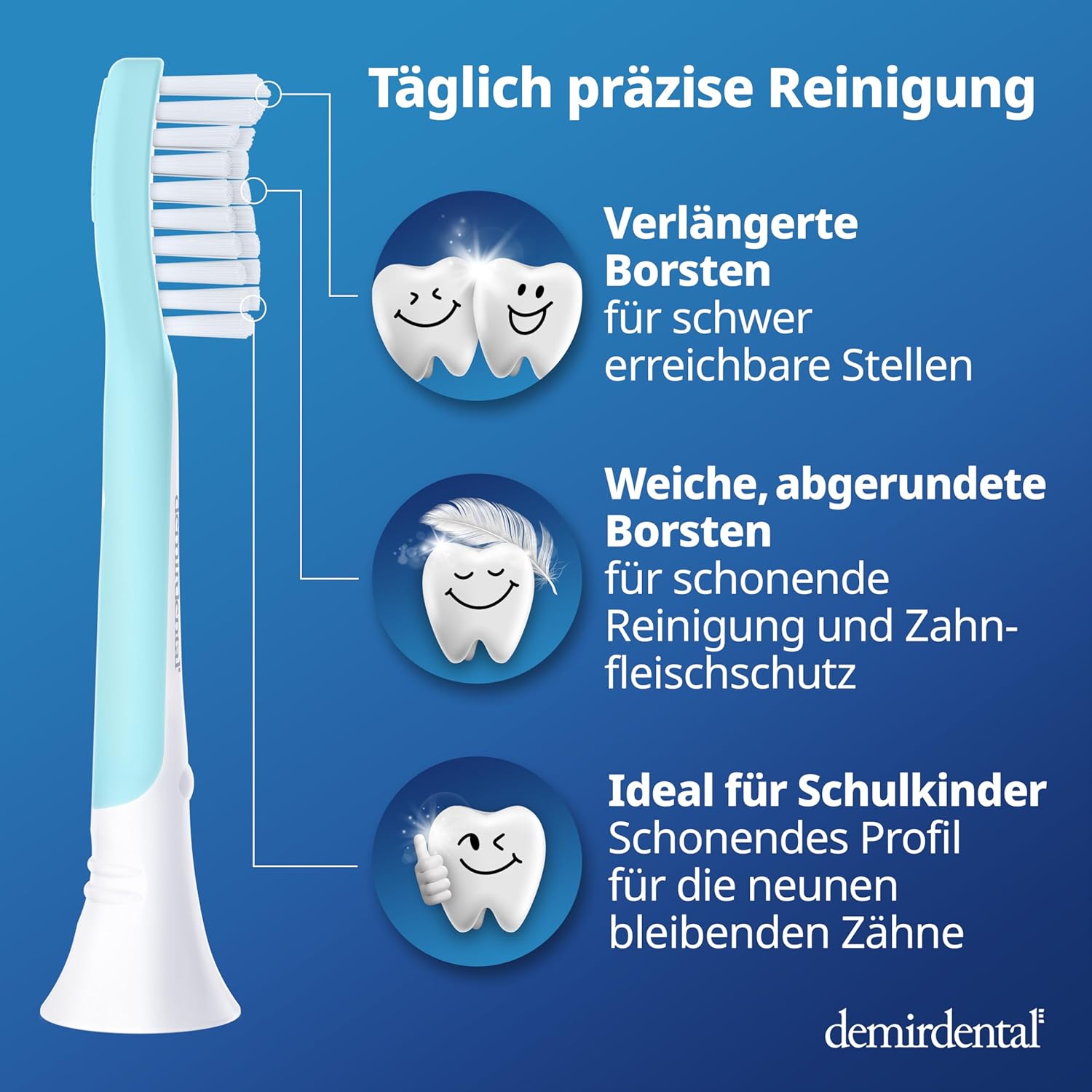 Testine di Ricambio per bambini per Philips Sonicare Kids | da 7 anni | Turchese