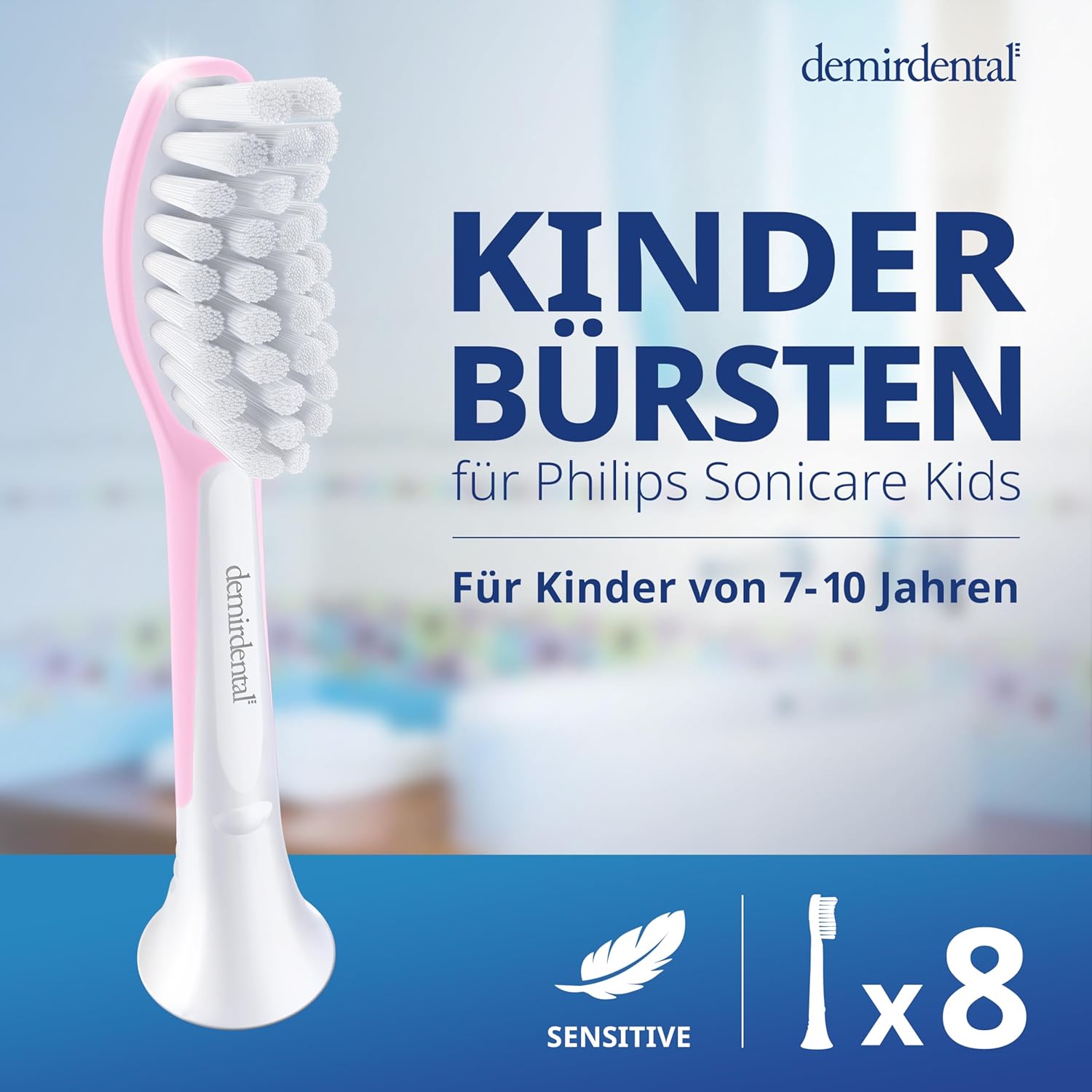 Kinder Aufsteckbürsten für Philips Sonicare Kids | ab 7 Jahren | Rosa