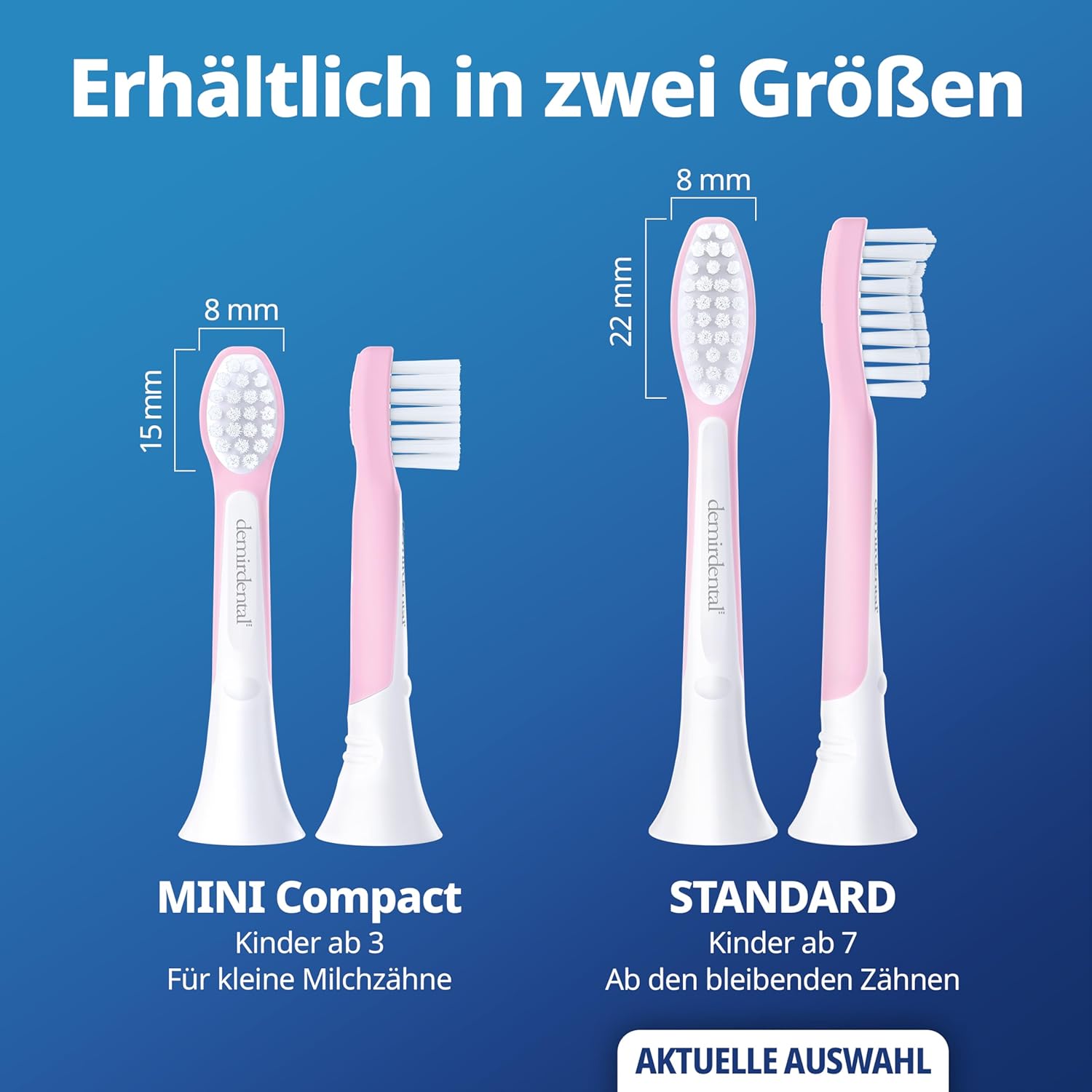 Kinder Aufsteckbürsten für Philips Sonicare Kids | ab 7 Jahren | Rosa