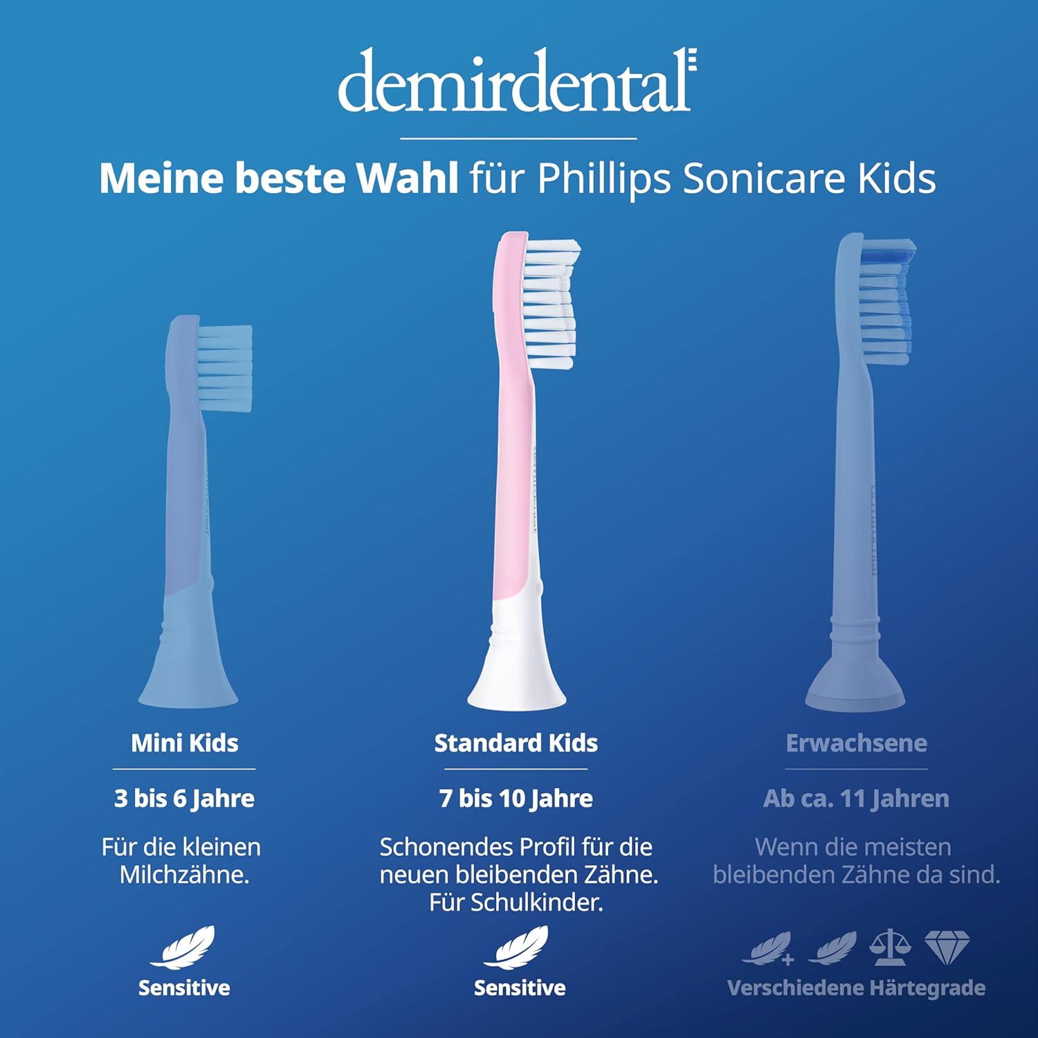 Kinder Aufsteckbürsten für Philips Sonicare Kids | ab 7 Jahren | Rosa