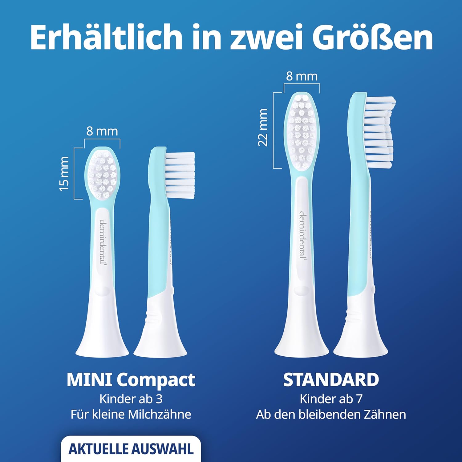 Kinder Aufsteckbürsten für Philips Sonicare Kids | ab 3 Jahren | Türkis