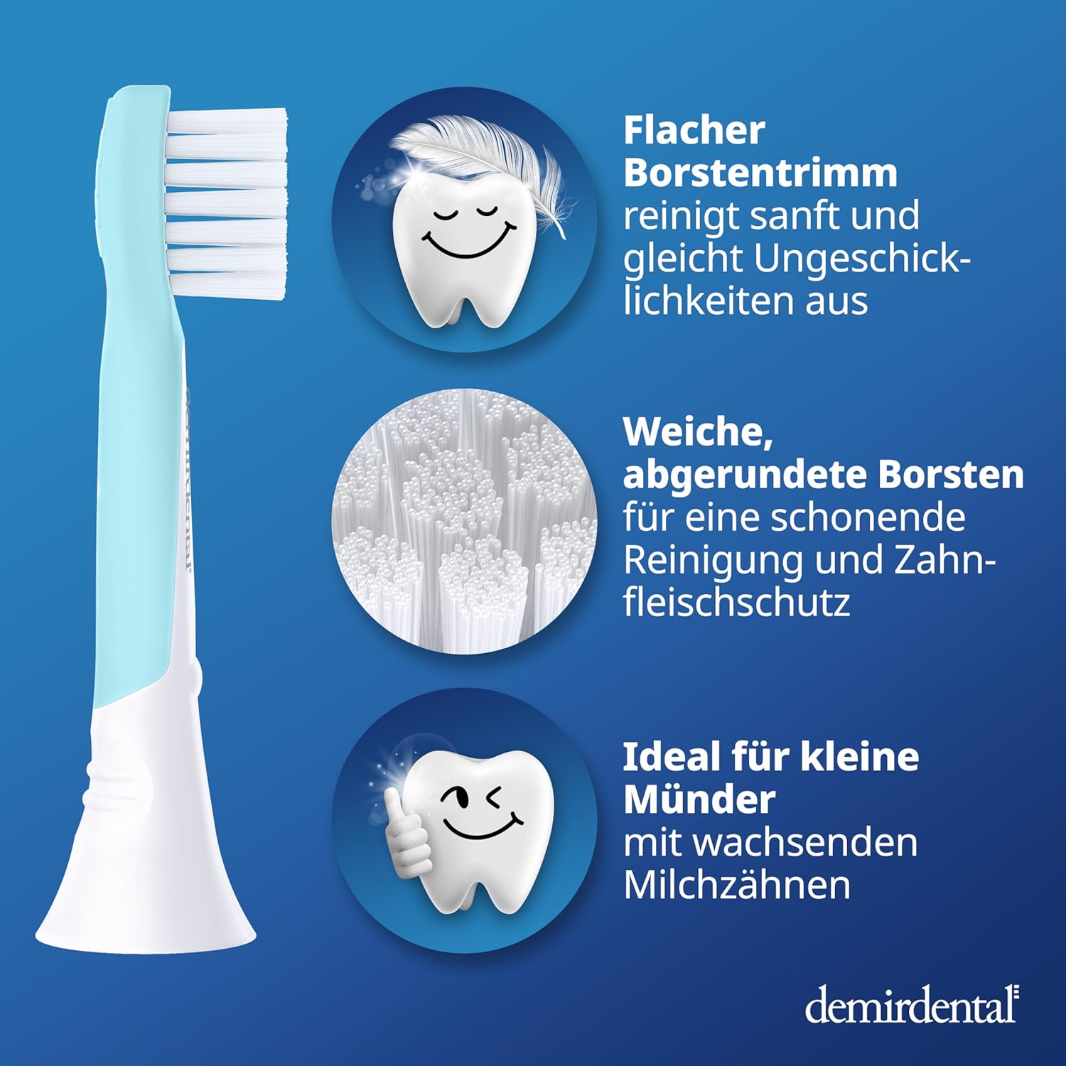 Kinder Aufsteckbürsten für Philips Sonicare Kids | ab 3 Jahren | Türkis