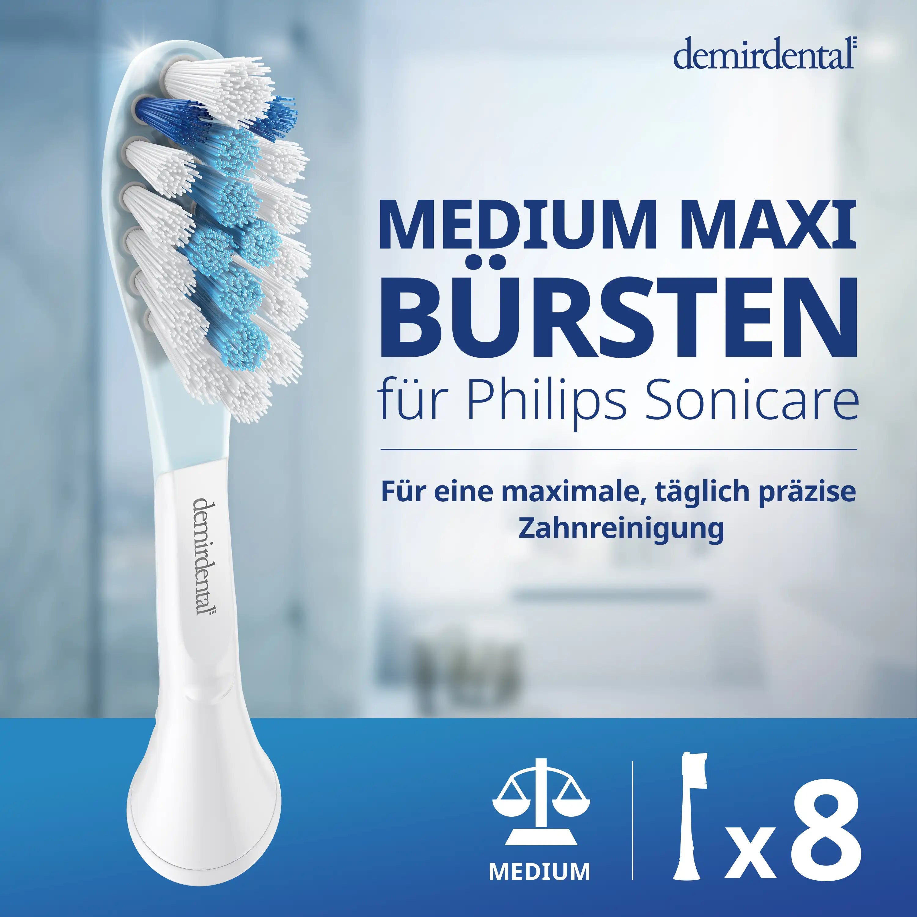 Maxi Medium Ersatzbürsten für Philips Sonicare C3 Premium Plaque Defence | Weiß