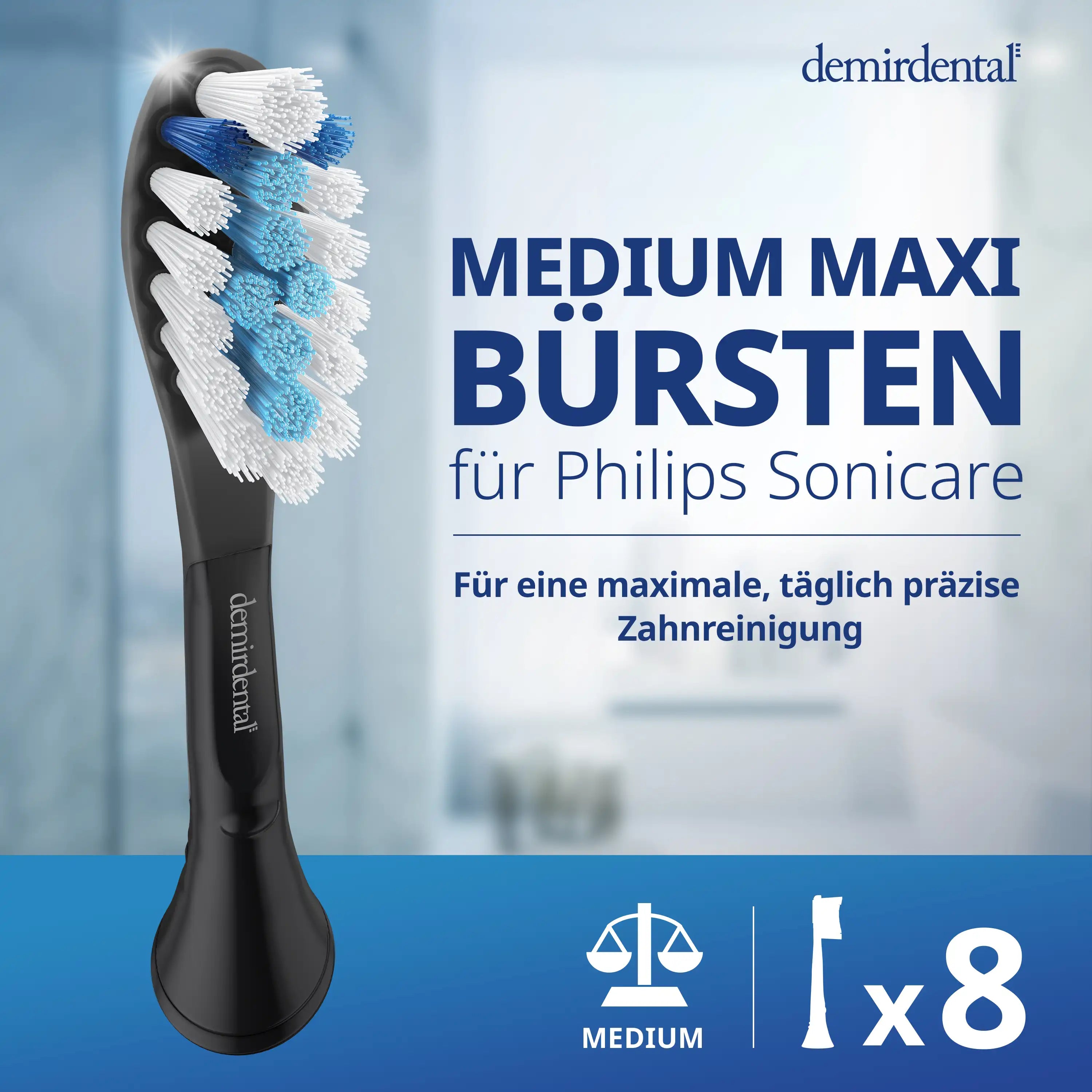 Maxi Medium Ersatzbürsten für Philips Sonicare C3 Premium Plaque Defence | Schwarz