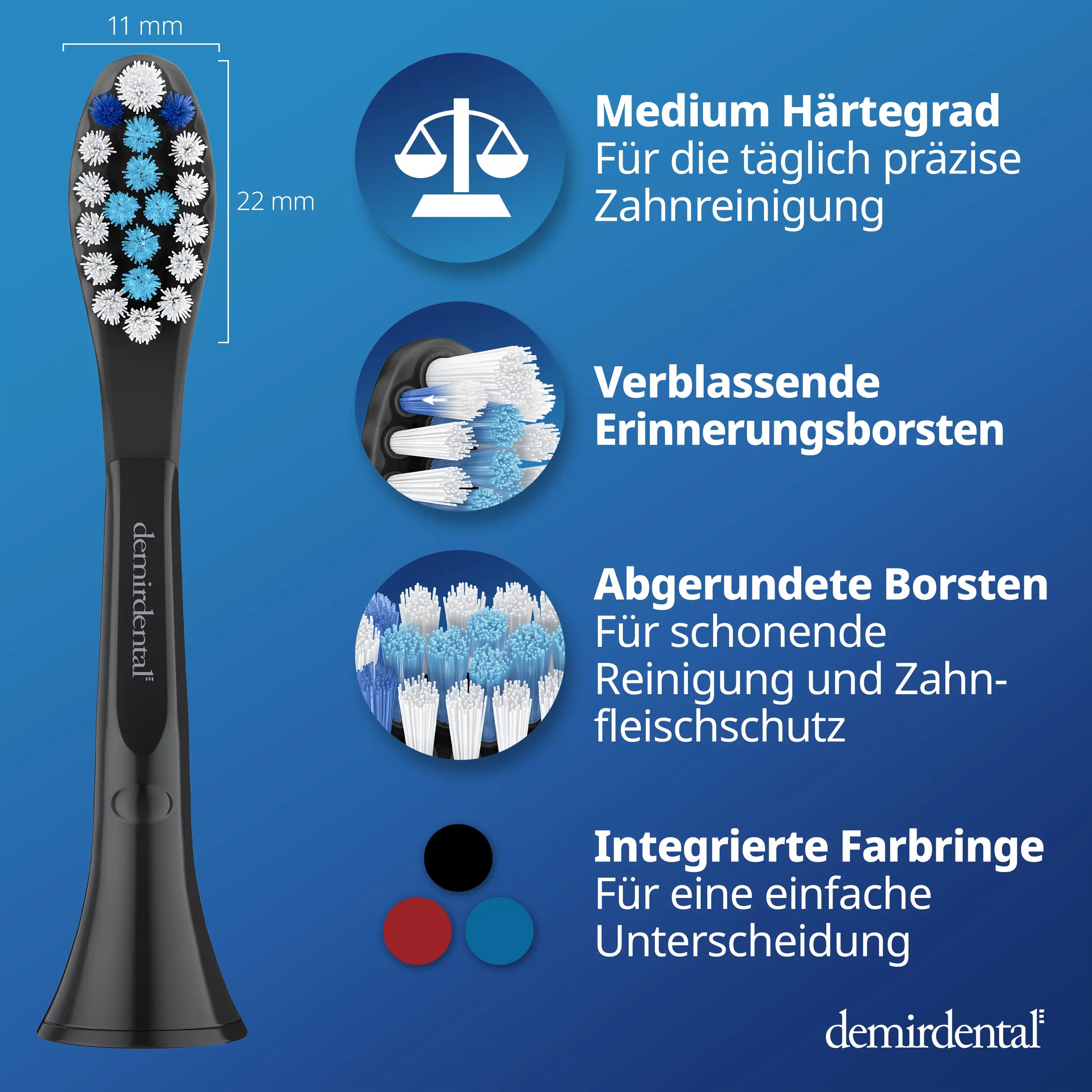 Maxi Medium Ersatzbürsten für Philips Sonicare C3 Premium Plaque Defence | Schwarz