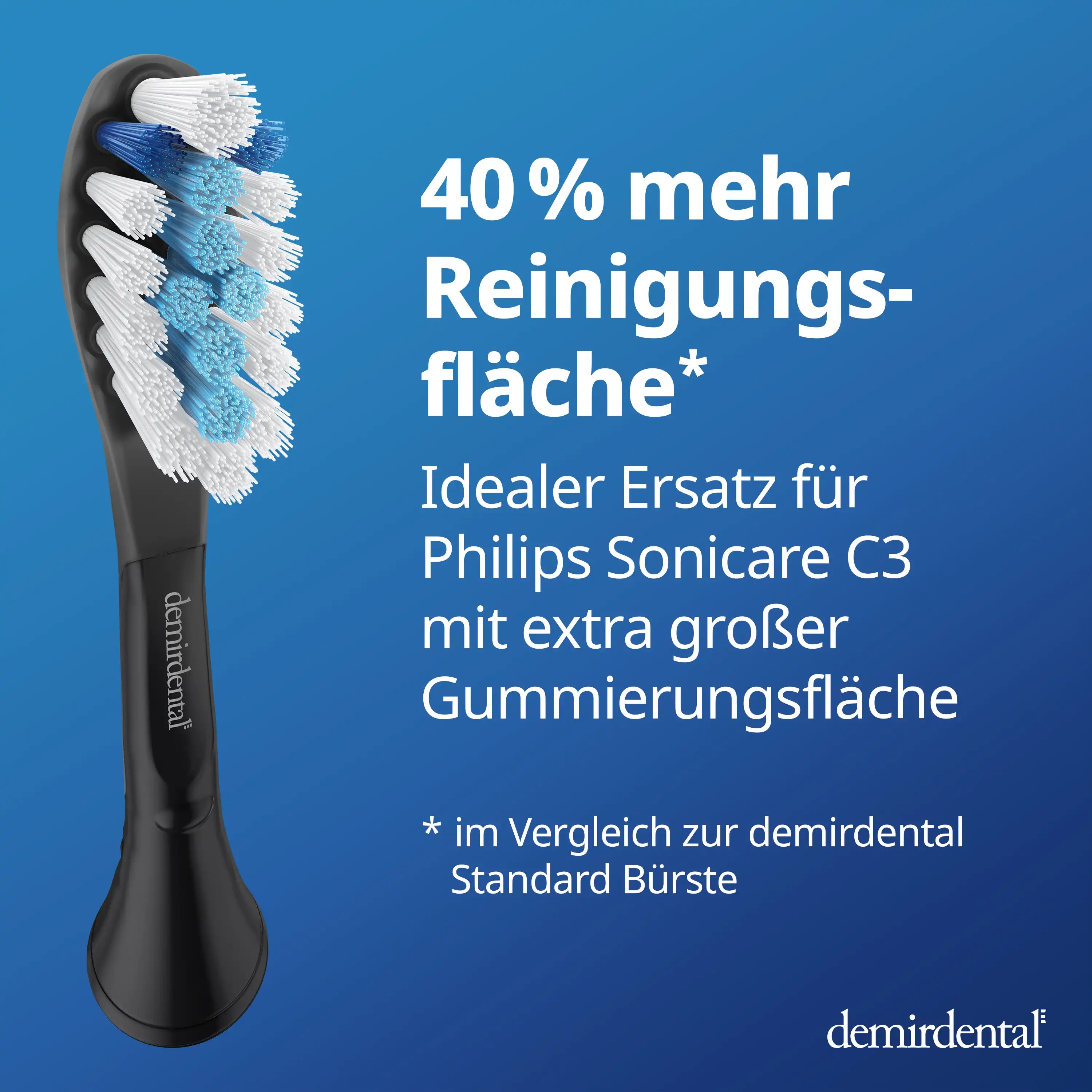 Maxi Medium Ersatzbürsten für Philips Sonicare C3 Premium Plaque Defence | Schwarz