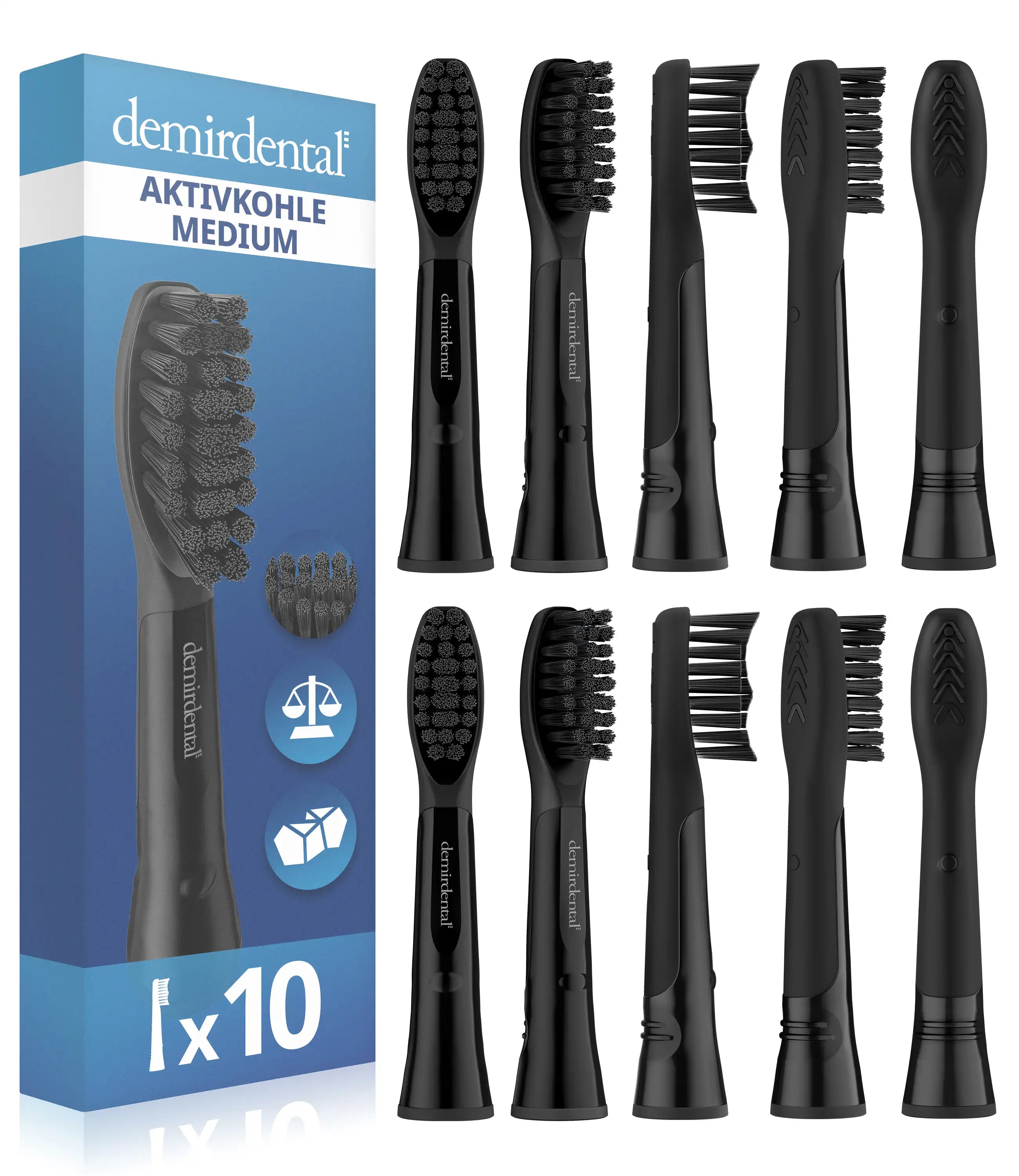 Medium Aufsteckbürsten mit Aktivkohle für Oral-B Pulsonic & Oral B Pulsonic Slim | Luxe | Clean | Schwarz