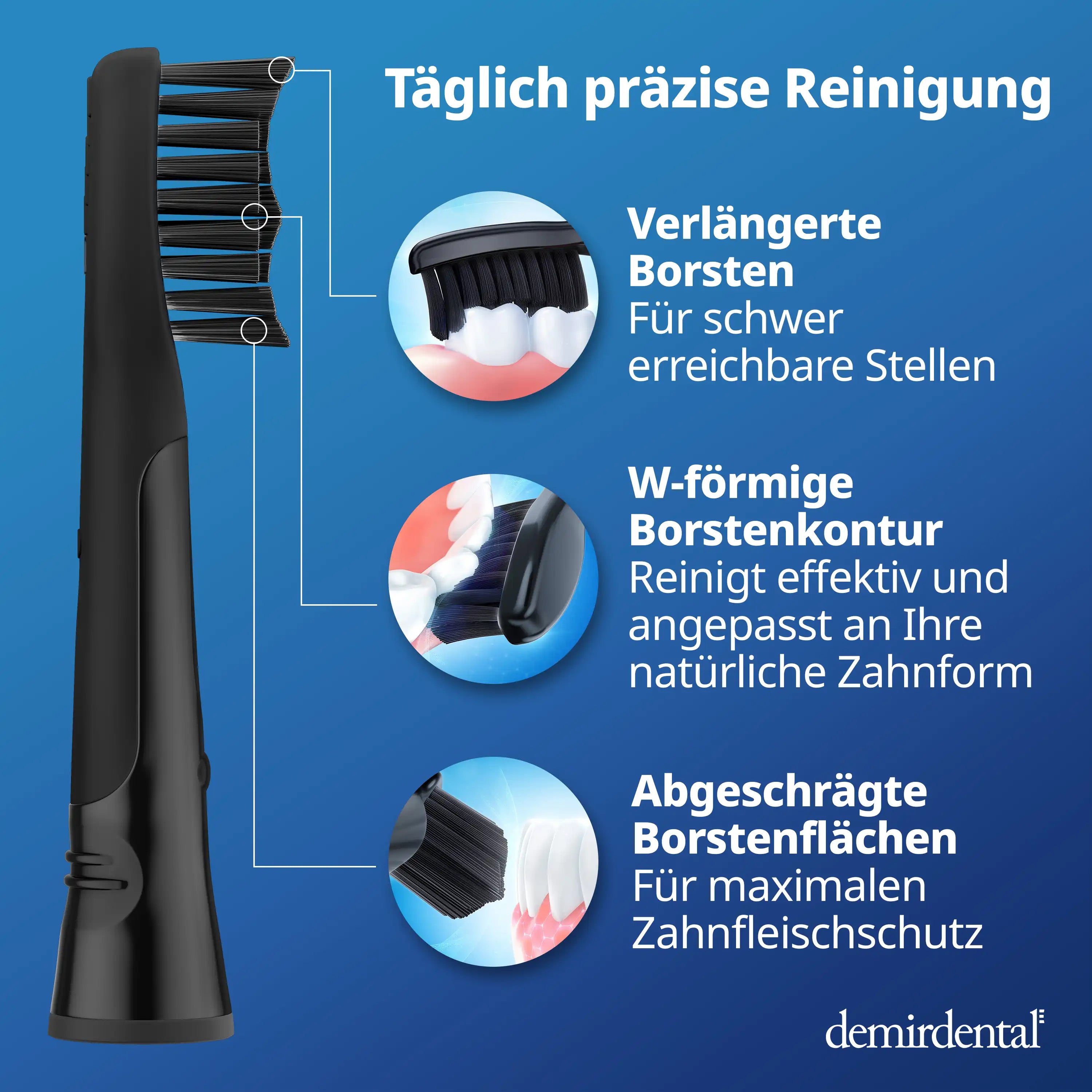 Medium Aufsteckbürsten mit Aktivkohle für Oral-B Pulsonic & Oral B Pulsonic Slim | Luxe | Clean | Schwarz