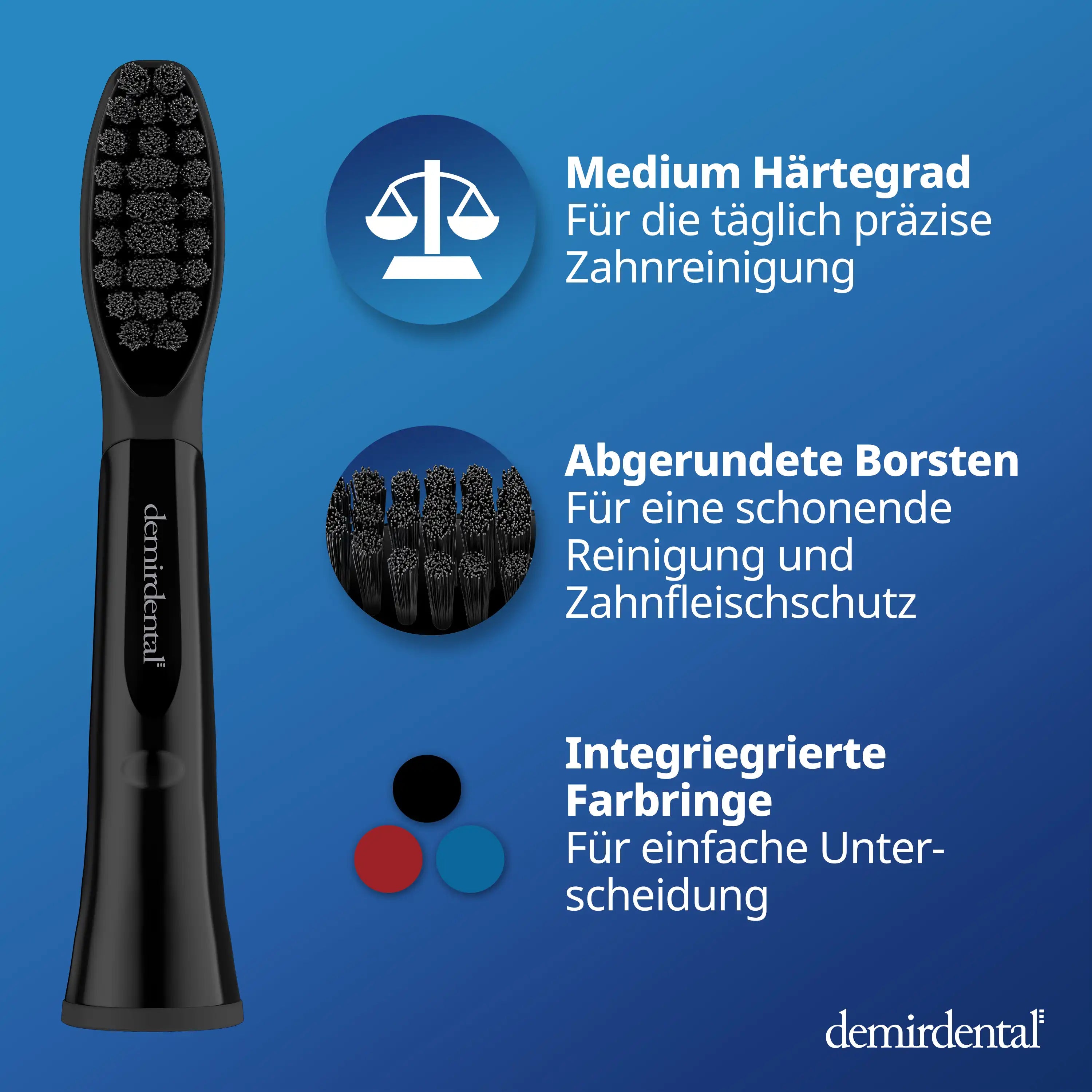 Medium Aufsteckbürsten mit Aktivkohle für Oral-B Pulsonic & Oral B Pulsonic Slim | Luxe | Clean | Schwarz