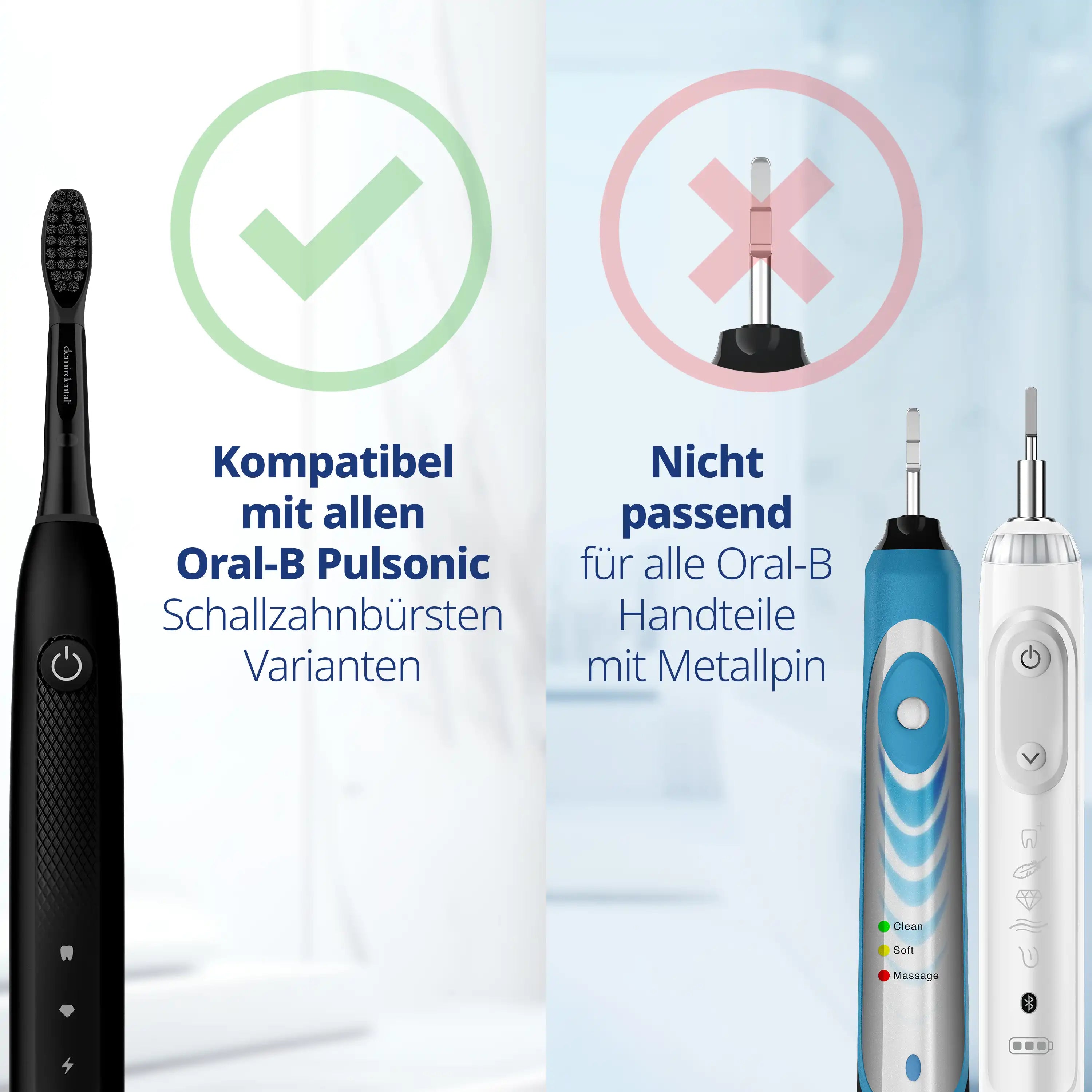 Medium Aufsteckbürsten mit Aktivkohle für Oral-B Pulsonic & Oral B Pulsonic Slim | Luxe | Clean | Schwarz