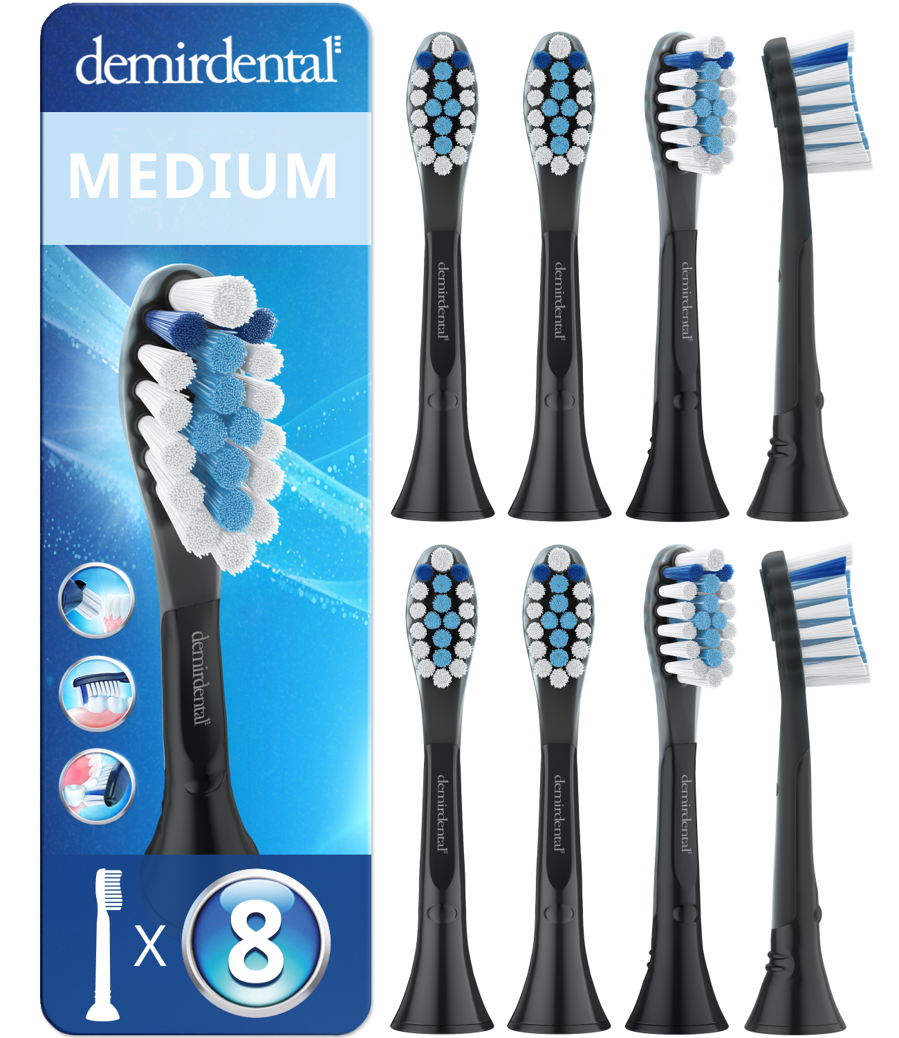 Maxi Medium Ersatzbürsten für Philips Sonicare C3 Premium Plaque Defence | Schwarz