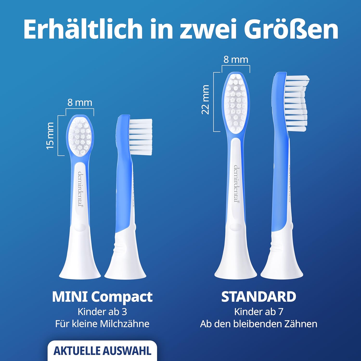 Kinder Aufsteckbürsten für Philips Sonicare Kids | ab 3 Jahren | Dunkelblau | 3er Paket