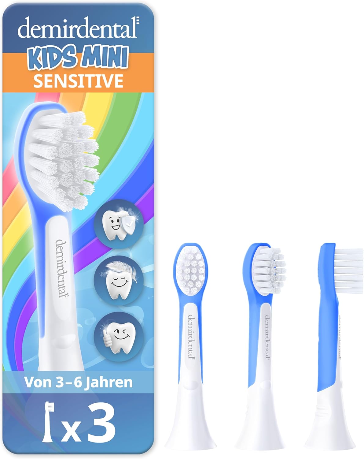 Kinder Aufsteckbürsten für Philips Sonicare Kids | ab 3 Jahren | Dunkelblau | 3er Paket