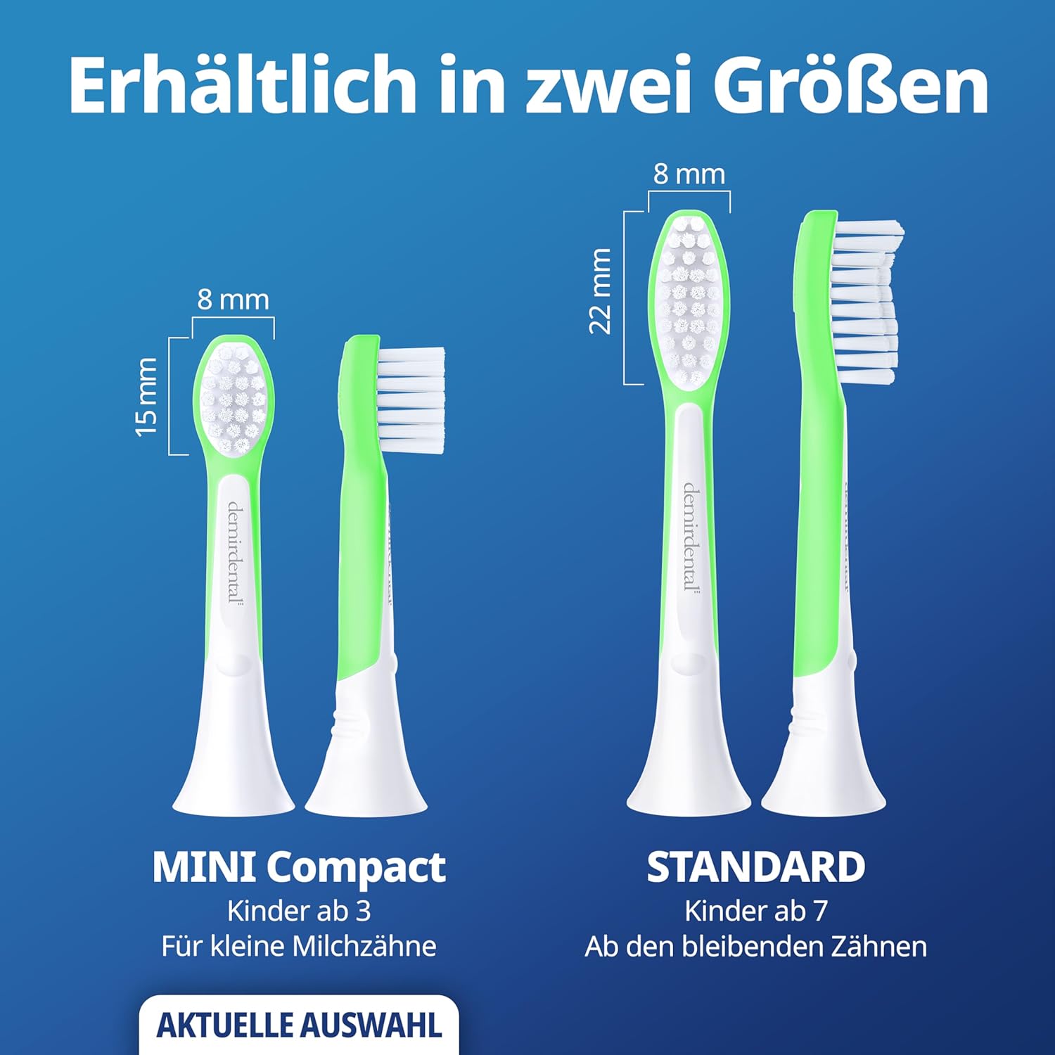Testine di Ricambio per bambini per Philips Sonicare Kids | da 3 anni | Verde | 3 pcs