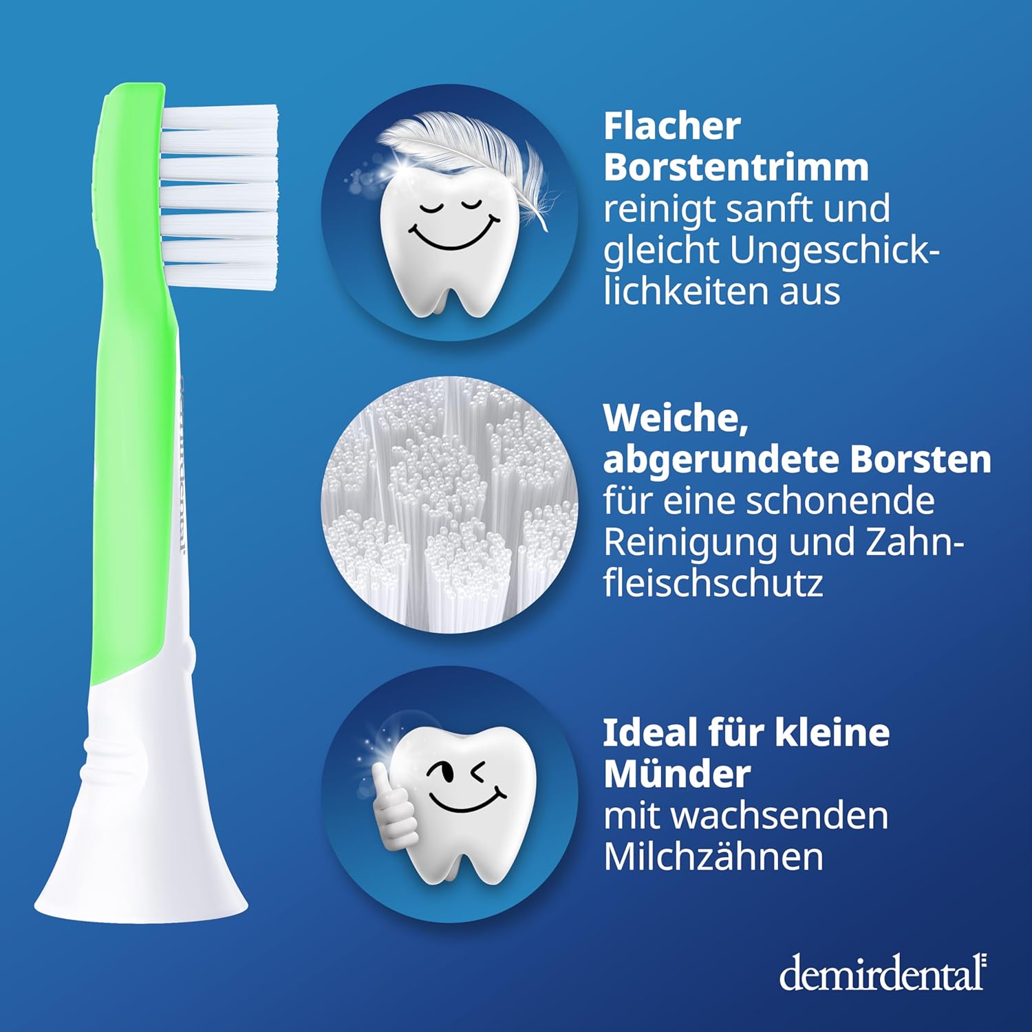 Testine di Ricambio per bambini per Philips Sonicare Kids | da 3 anni | Verde | 3 pcs