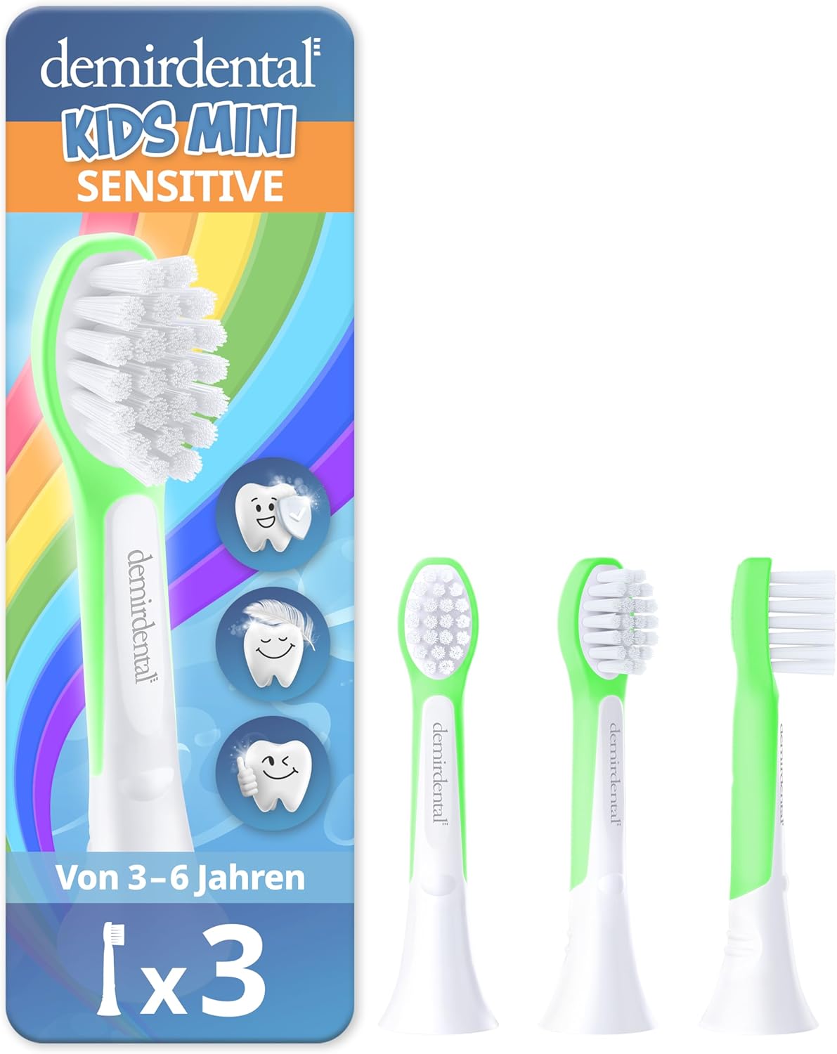 Testine di Ricambio per bambini per Philips Sonicare Kids | da 3 anni | Verde | 3 pcs