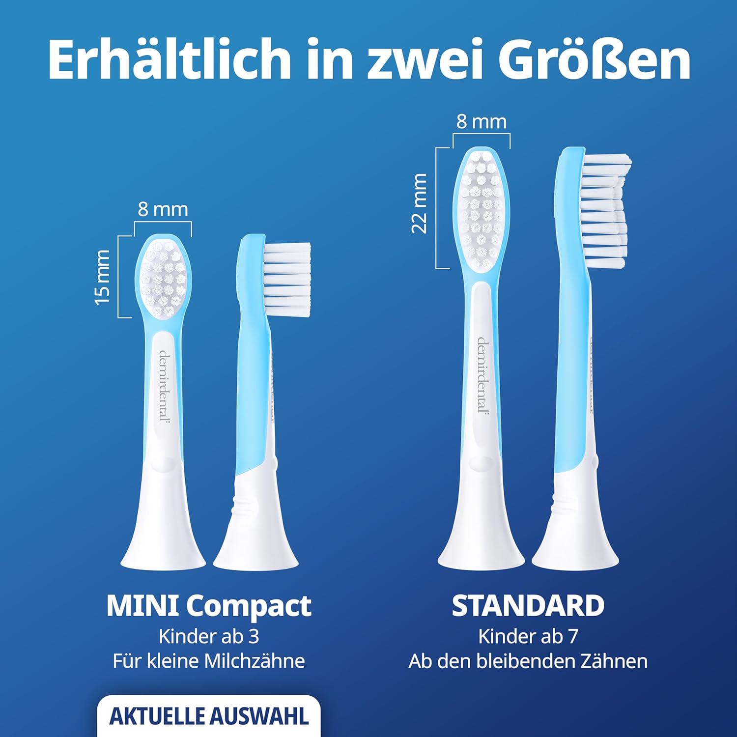 Kinder Aufsteckbürsten für Philips Sonicare Kids | ab 3 Jahren | Hellblau